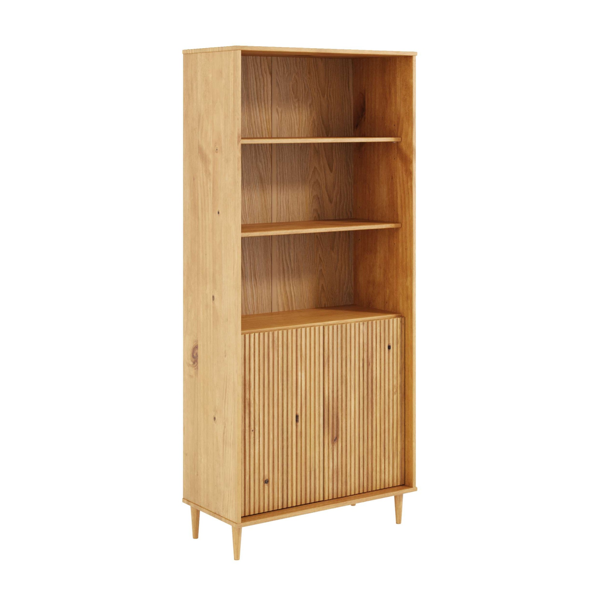 OTTO home Bücherregal »Malmedy Front mit gefrästen Rillen« Bücherschrank aus massivem Kiefernholz, Push-to-open, FSC, B: 80 cm
