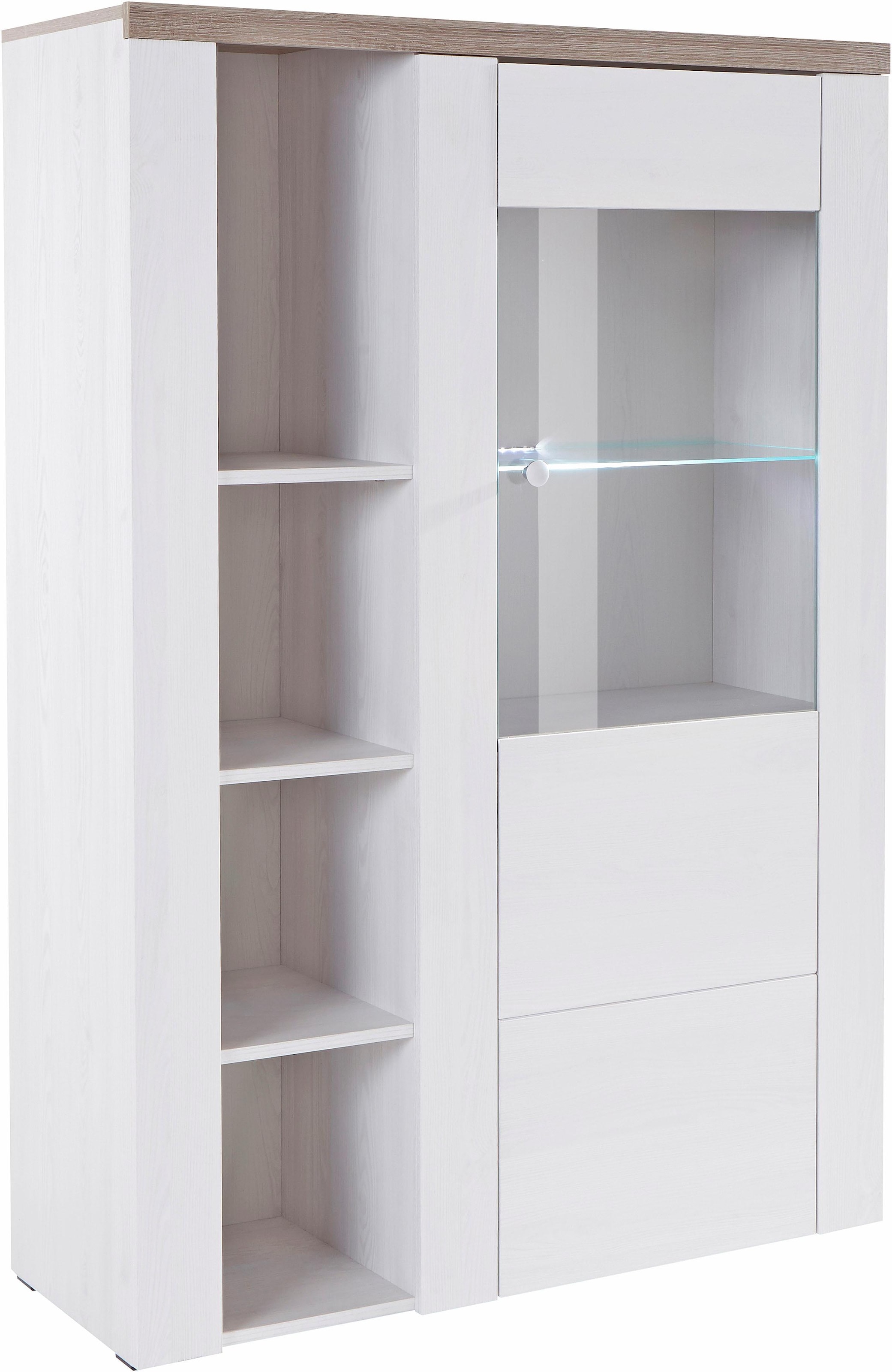 OTTO home Vitrine "Larona, zeitlose Glasvitirne, Hochschrank Höhe 145 cm" Stauraumvitrine mit dekorativer Rahmenoptik