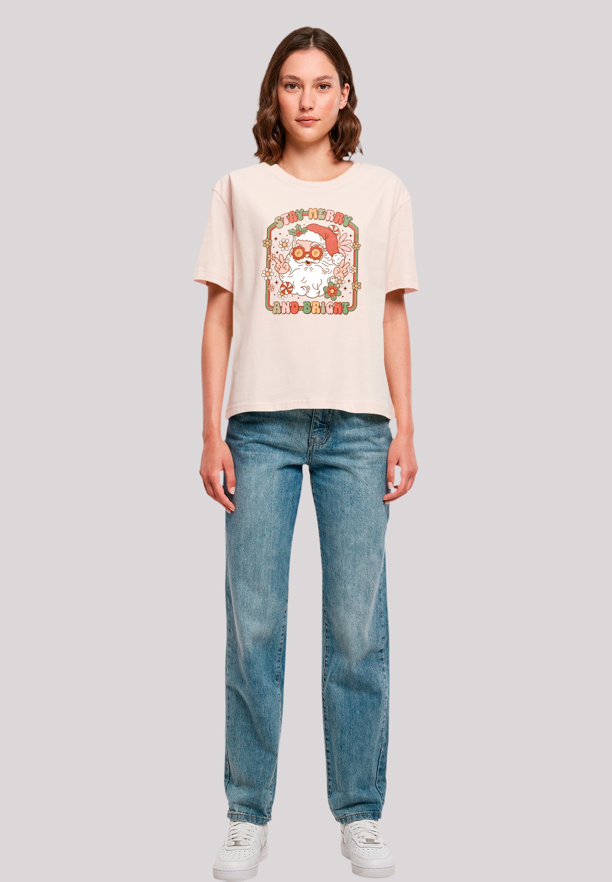 F4NT4STIC T-Shirt »Stay Merry And Bright Hippie Santa«, Premium Qualität, Weihnachts-Kollection