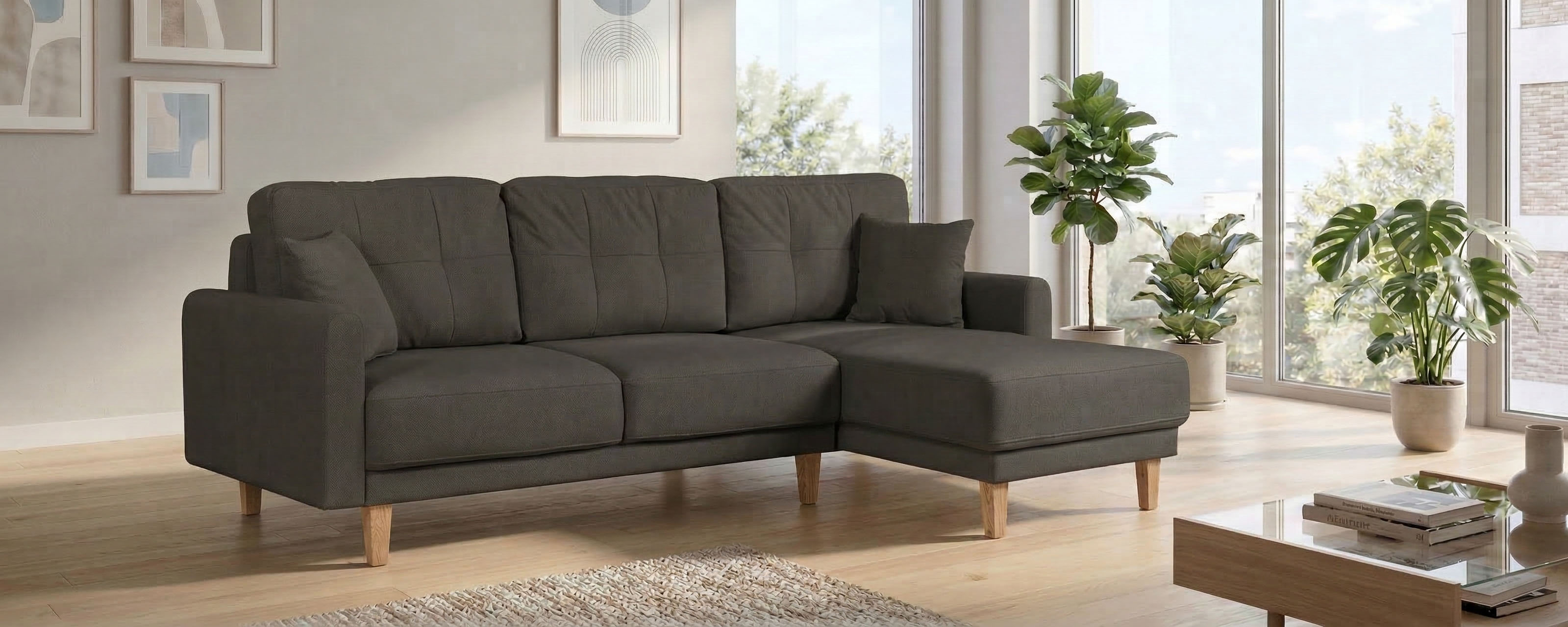 OTTO home Ecksofa "TRIPLO optionale Schlafsofa mit Bettkasten, Maße B/T/H: 234/164/89 cm" L-Form wahlweise mit Bettfunktion - Liegefläche 132x210 cm