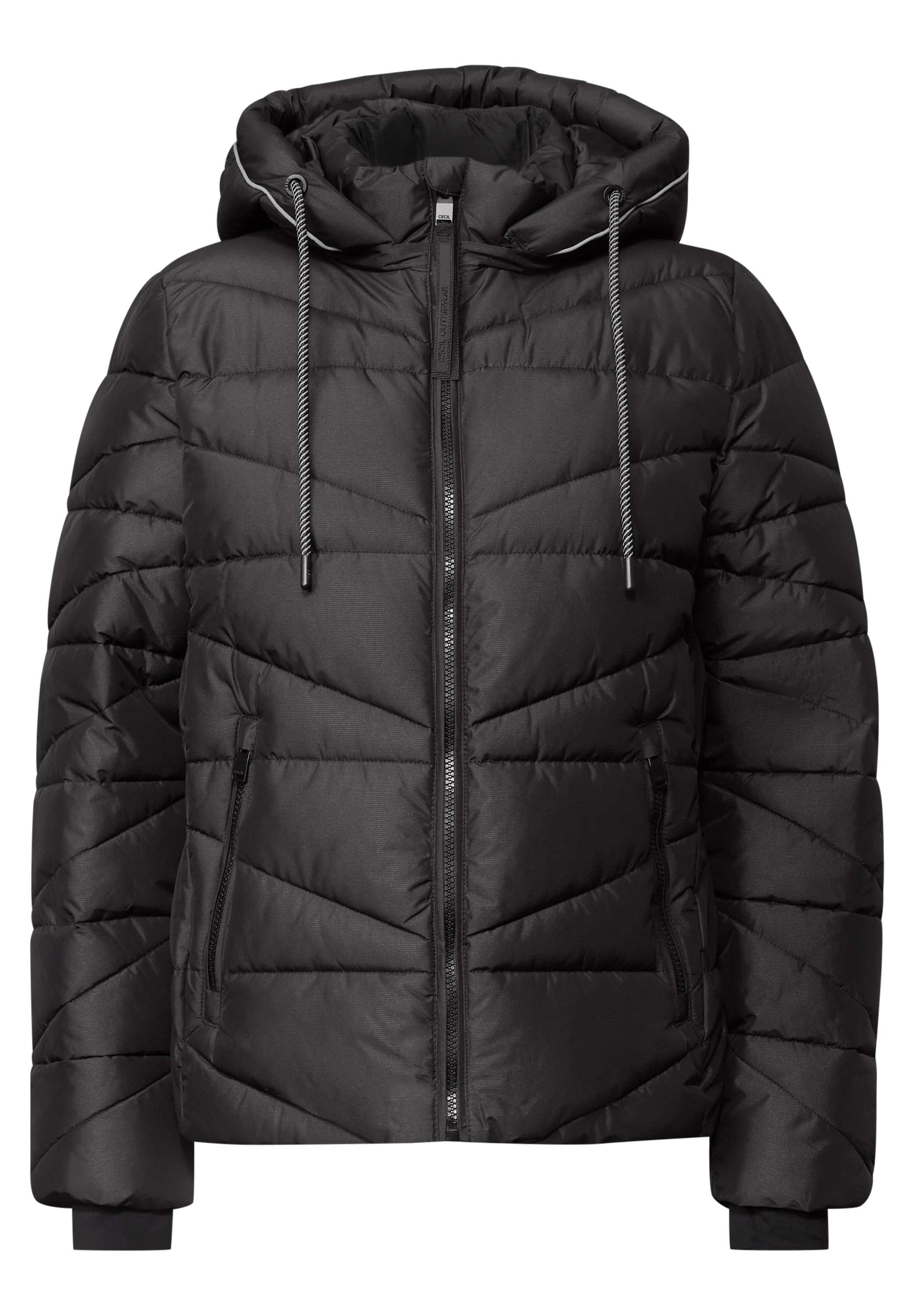 Cecil Steppjacke mit Kapuze in Unifarbe