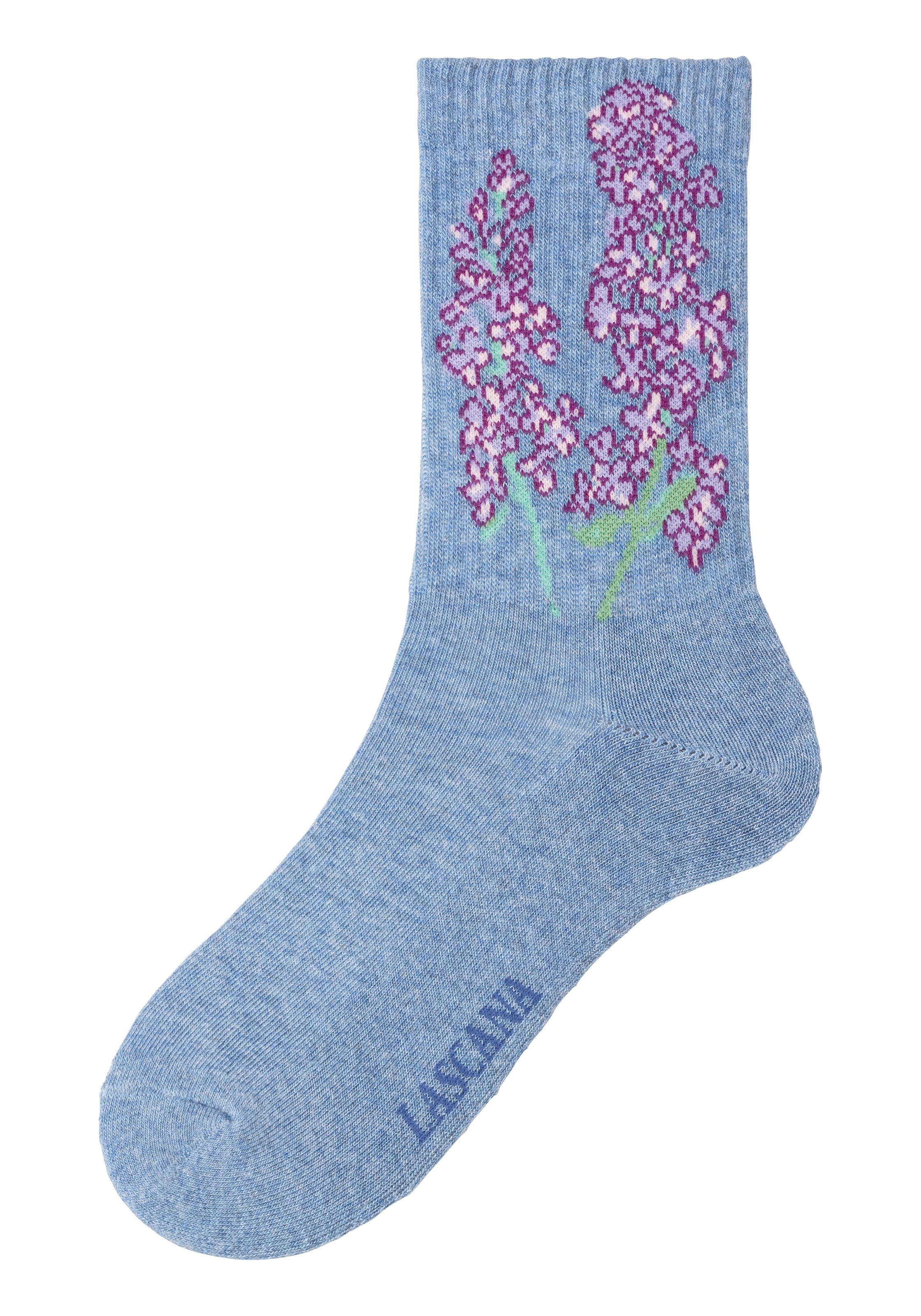 LASCANA Basicsocken, (Packung, 4 Paar), mit eingestrickten Blumen Motiven