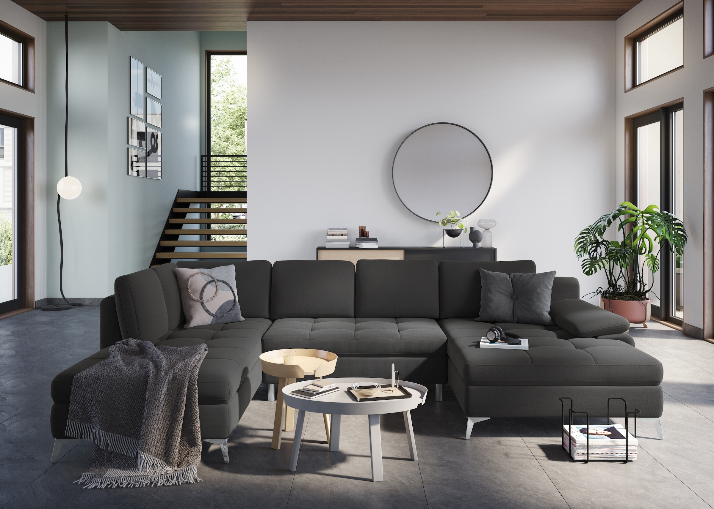 sit&more Wohnlandschaft »Latigo U-Form«, mit Recamiere, wahlweise mit Bettfunktion und Bettkasten