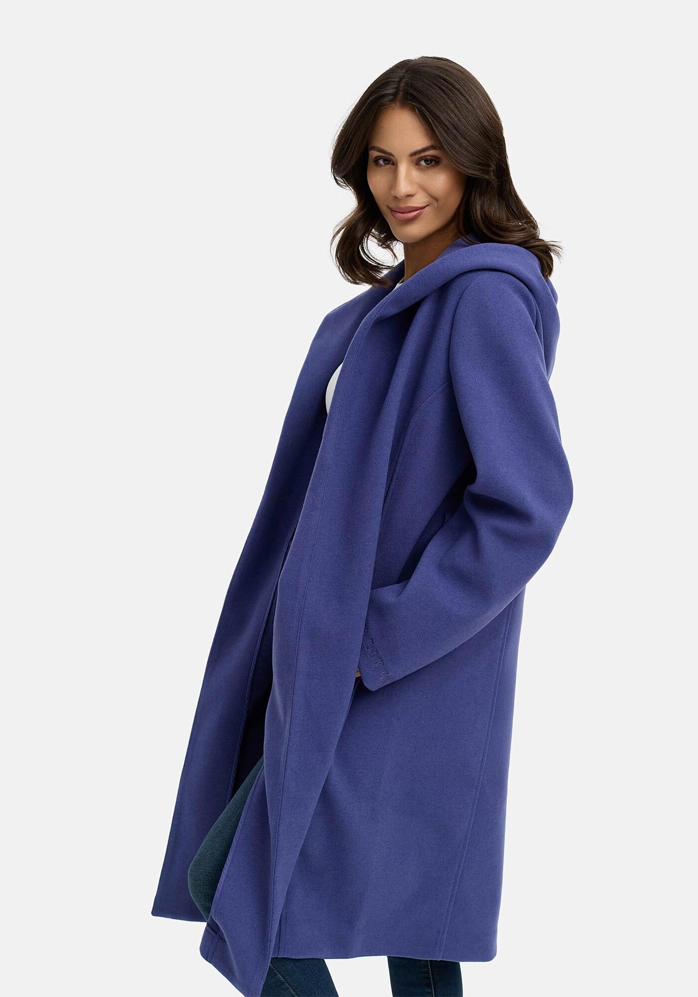 Marikoo Kurzmantel »Kailii«, Eleganter Wickel Mantel mit Taillengürtel und Oversized Hood Kapuze