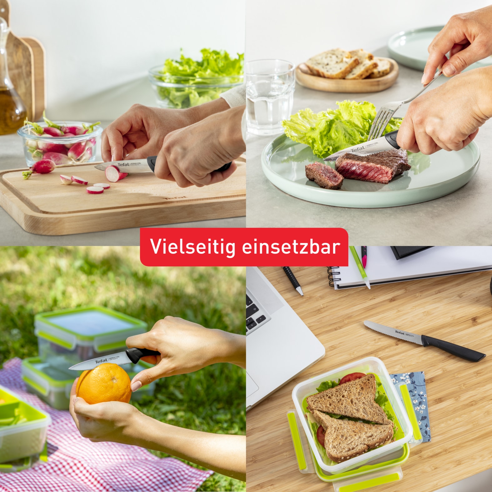 Tefal Messer-Set »Colorfood für alle täglichen Vorbereitungen« deutscher Edelstahl, rostfrei, leicht strukturierte Griffe, K2733S