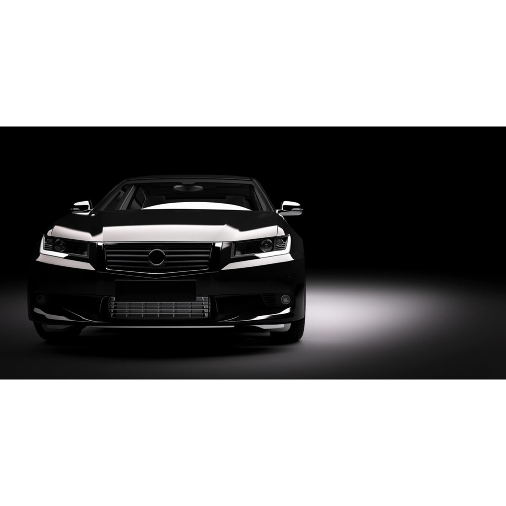 Papermoon Fototapete »Schwarzes Auto im Rampenlicht«