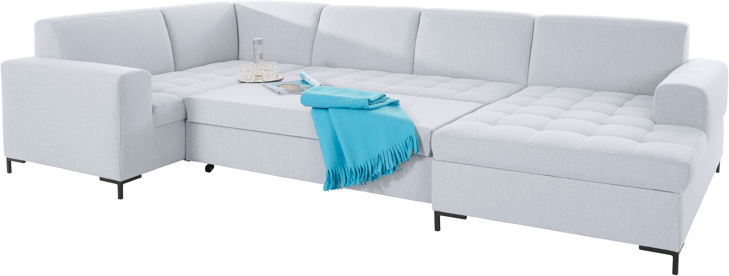 OTTO products Wohnlandschaft »Grazzo U-Form«, hochwertige Stoffe aus recyceltem Material, Steppung im Sitzbereich