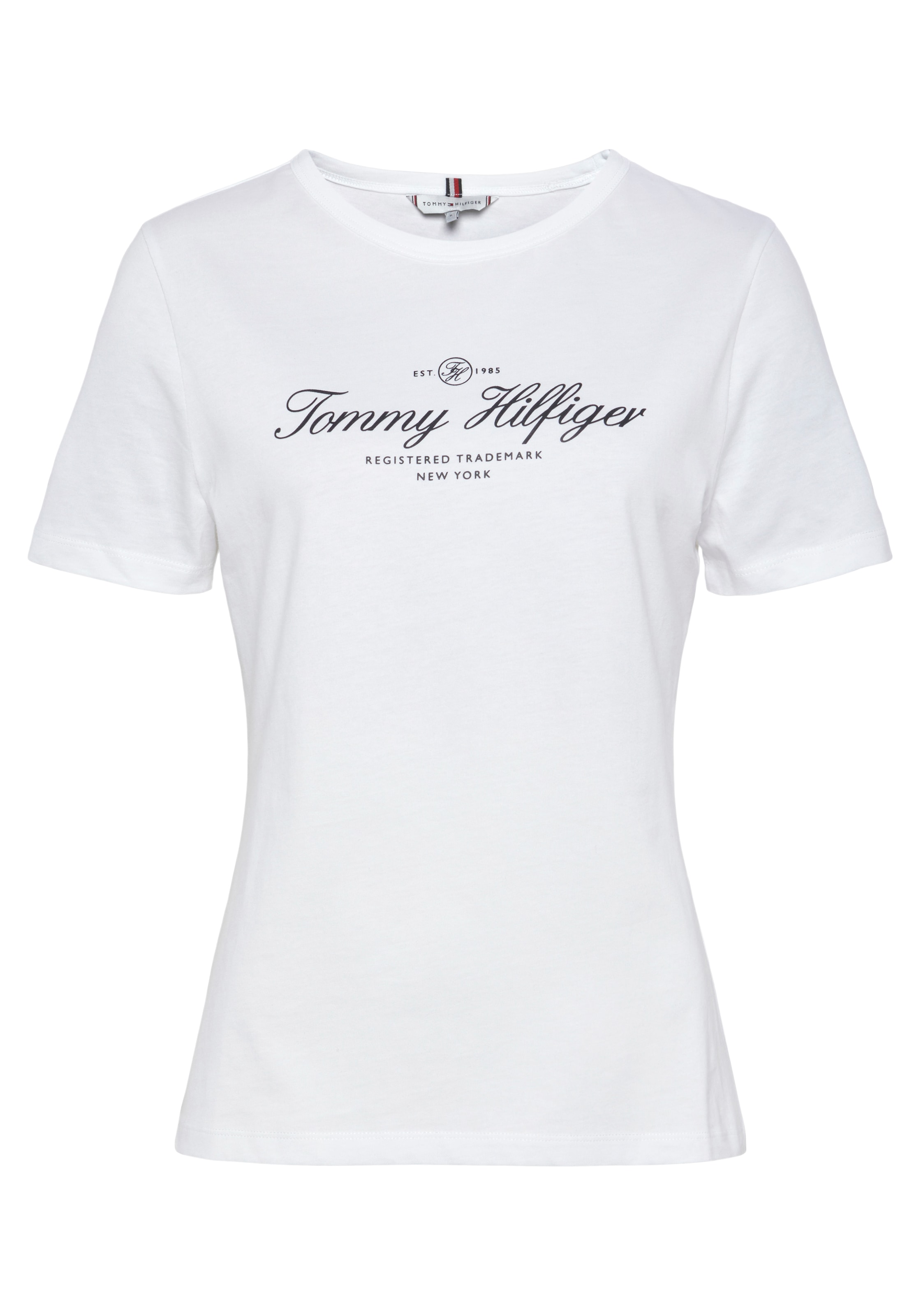 Tommy Hilfiger Rundhalsshirt »SLIM SIGNATURE SLV«, Hilfiger 1/2 Logo-Schriftzug BAUR Signature | für mit NK C Tommy bestellen