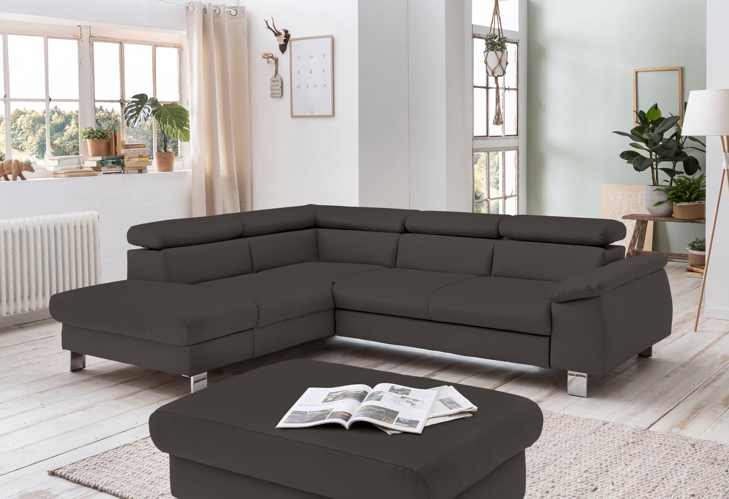 COTTA Ecksofa "Komaris L-Form, B: 249 cm" mit Kopfteilverstellung, optional günstig online kaufen