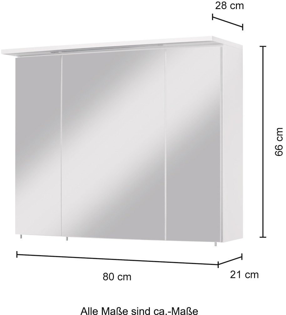 welltime Spiegelschrank »Flex«, Breite 80 cm, mit 3D-Spiegeleffekt
