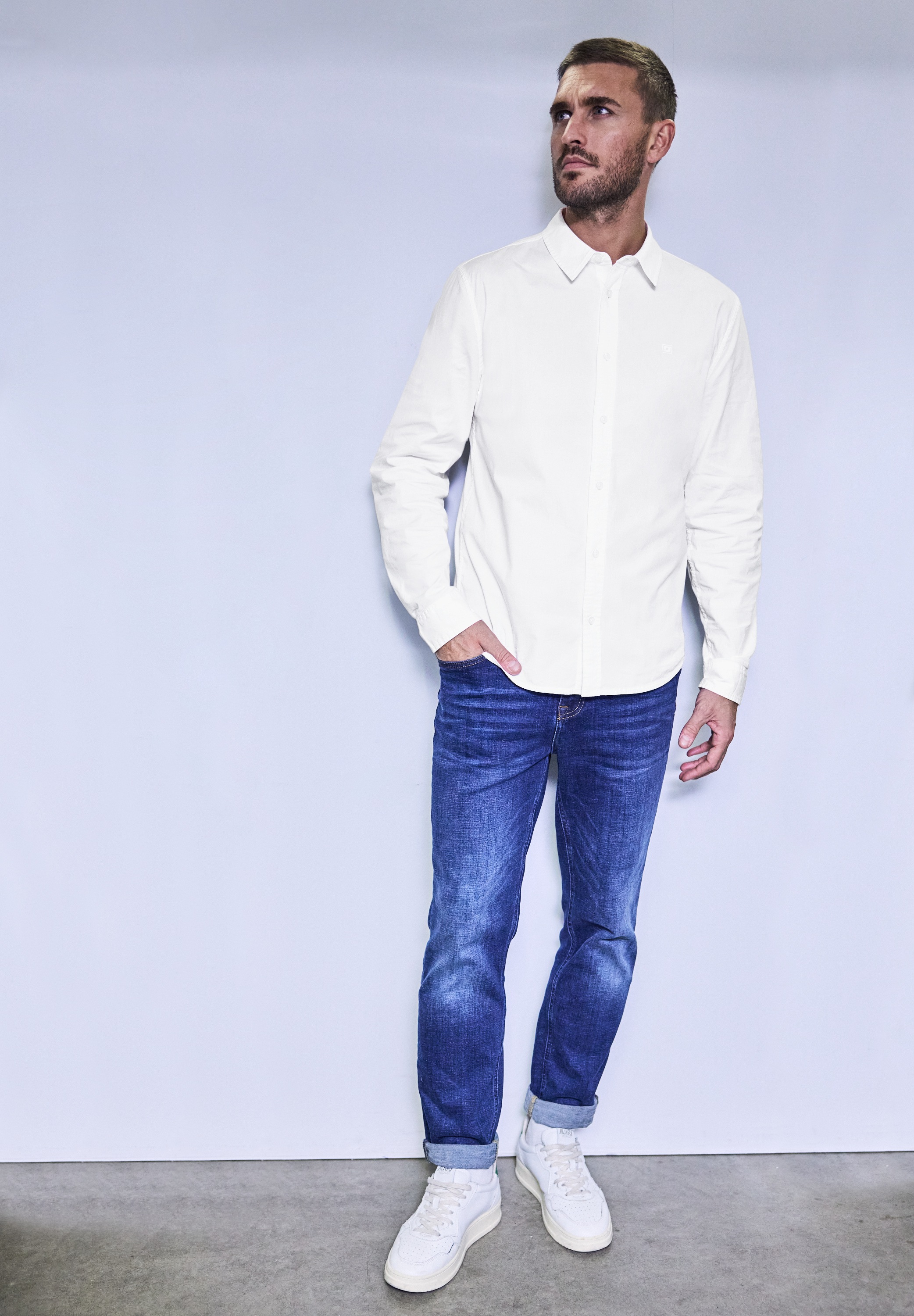 STREET ONE MEN Langarmhemd, aus Baumwolle mit Stretchanteil
