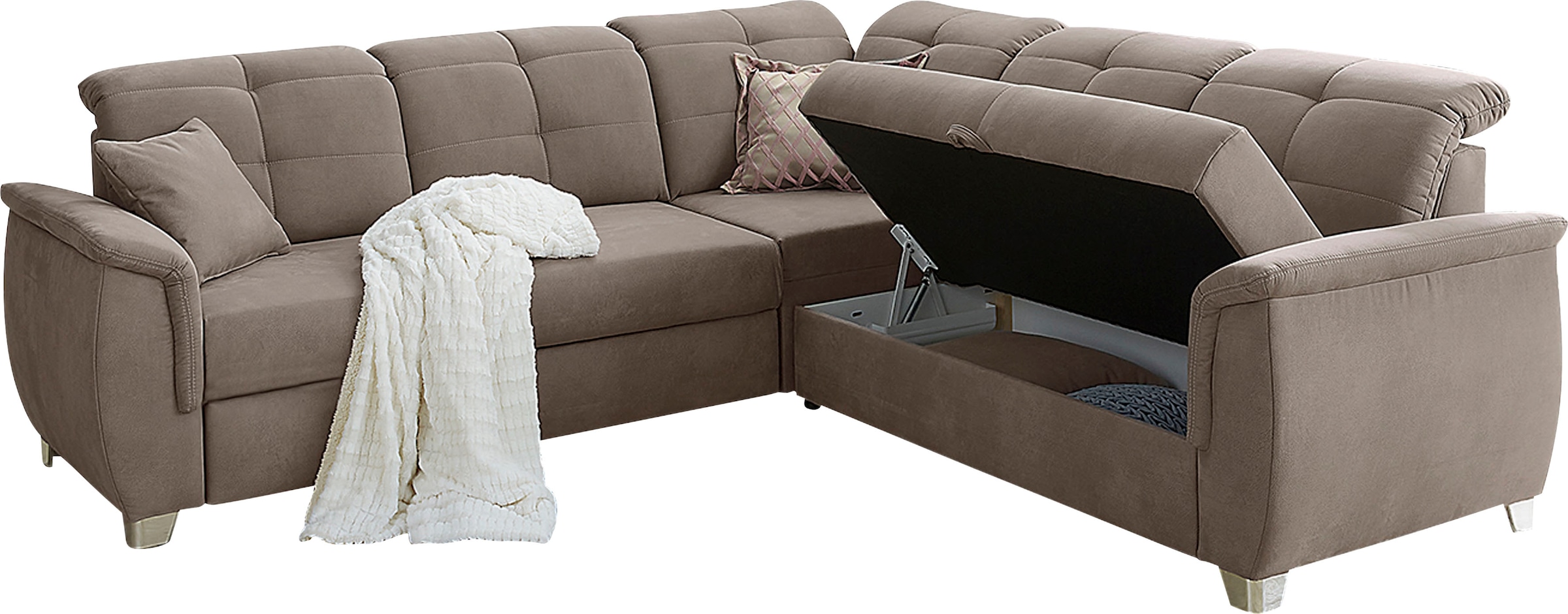 Jockenhöfer Gruppe Ecksofa Udine, verstellbare Kopfteile, Gästebett- und Relaxfunktion