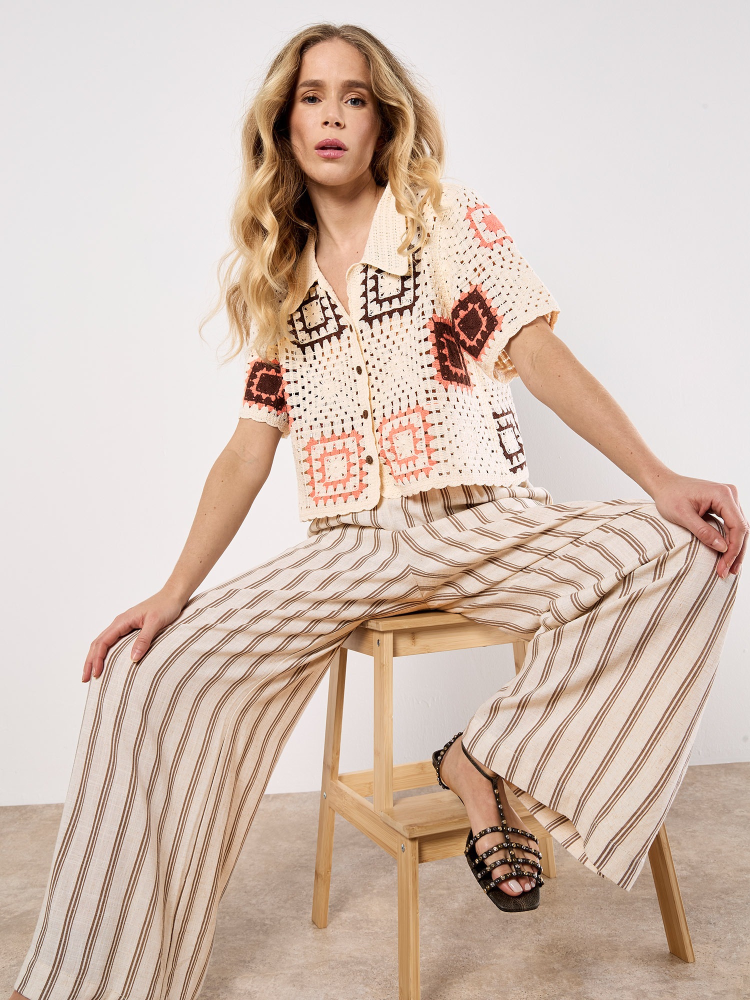 Apricot Shirttop »Bluse« mit quadratischem Häkelmuster