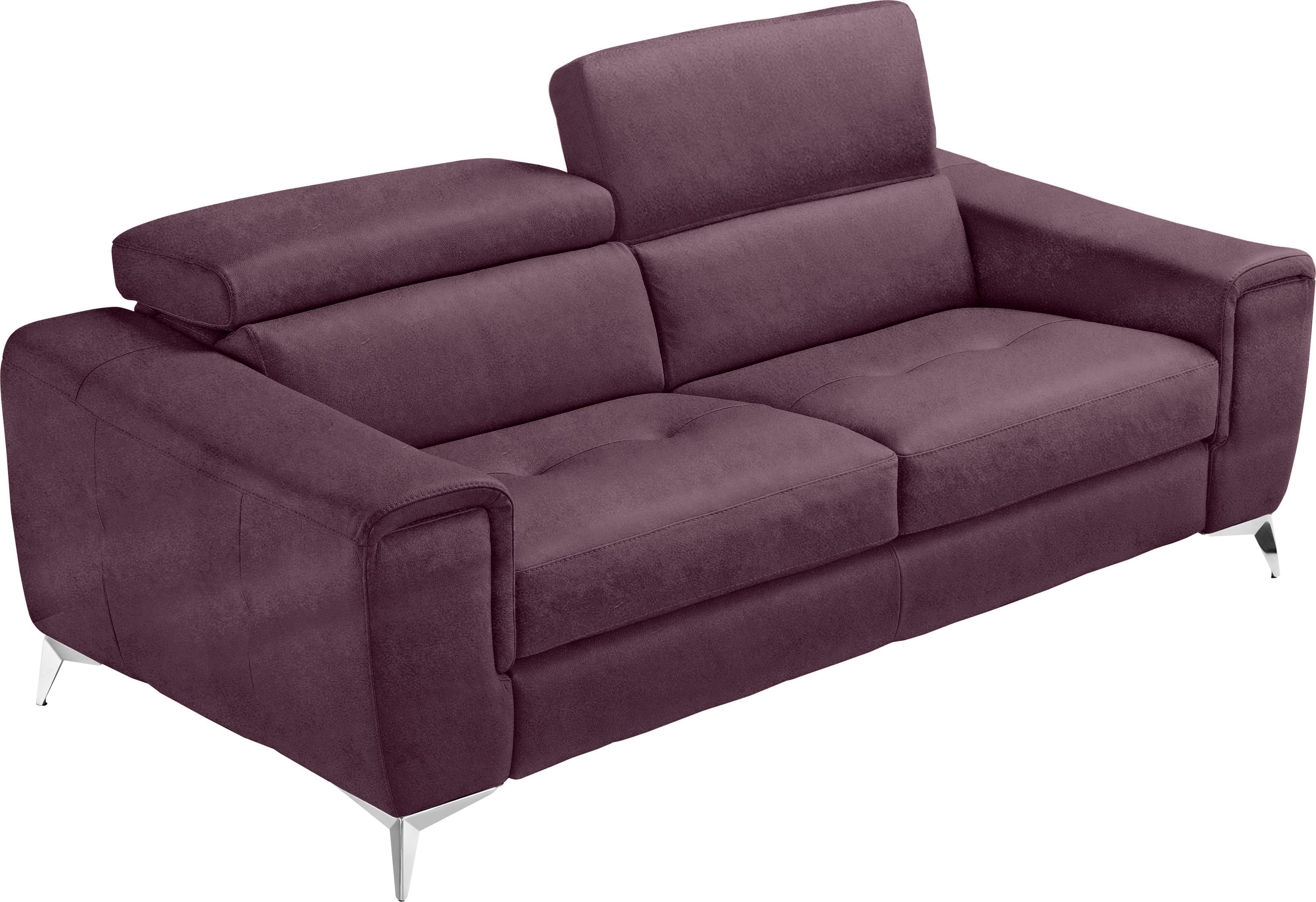 Egoitaliano Schlafsofa "Francine Designsofa, Loungesofa mit Dauerschlaffunktion, Breite 233 cm" mit Bettfunktion, Luxus-Microfaser BLUSH, plum, Fußfarbe chrom