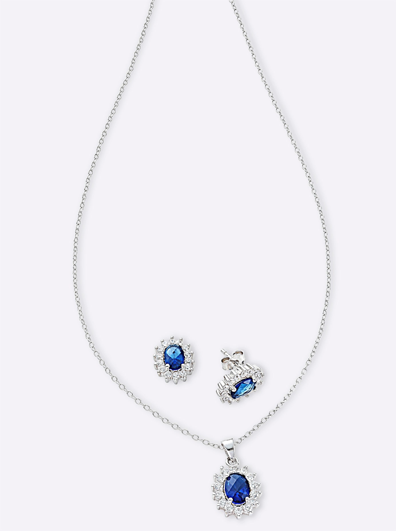 Ketten-Set LADY, silber (silber 925), Halsketten, Damen, N-Groesse, Glas Silber 925 (Sterlingsilber), Glas, Silber 925 (Sterlingsilber)