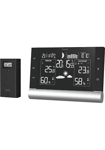 Hama Wetterstation »Funkuhr Black Line Plus...