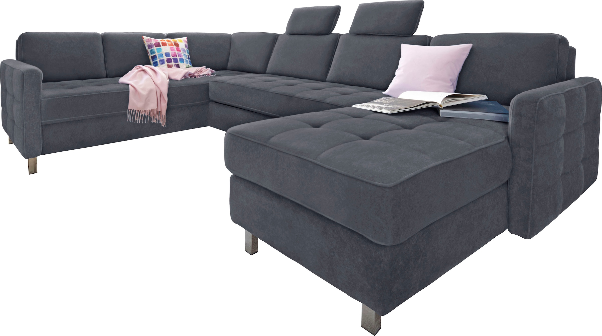 sit&more Wohnlandschaft "Pablo U-Form, B: 292cm, inkl. 2 Kopfstützen" wahlweise mit Schlaffunktion und Bettkasten