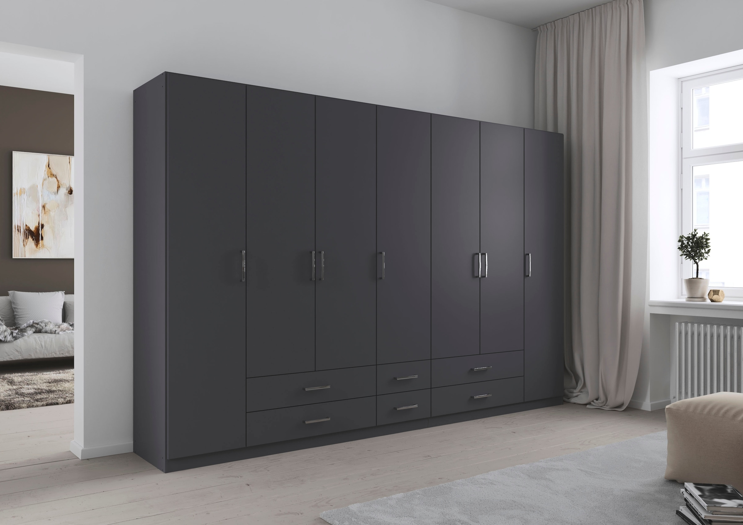 rauch Drehtürenschrank "Kleiderschrank Garderobe GAMMA Breiten 315 cm" in 3 Ausstattungen BASIC/CLASSIC/PREMIUM (inkl. SOFT-CLOSE-Funktion), mit Schubladen, verschiedene Griff-Varianten TOPSELLER MADE IN GERMANY