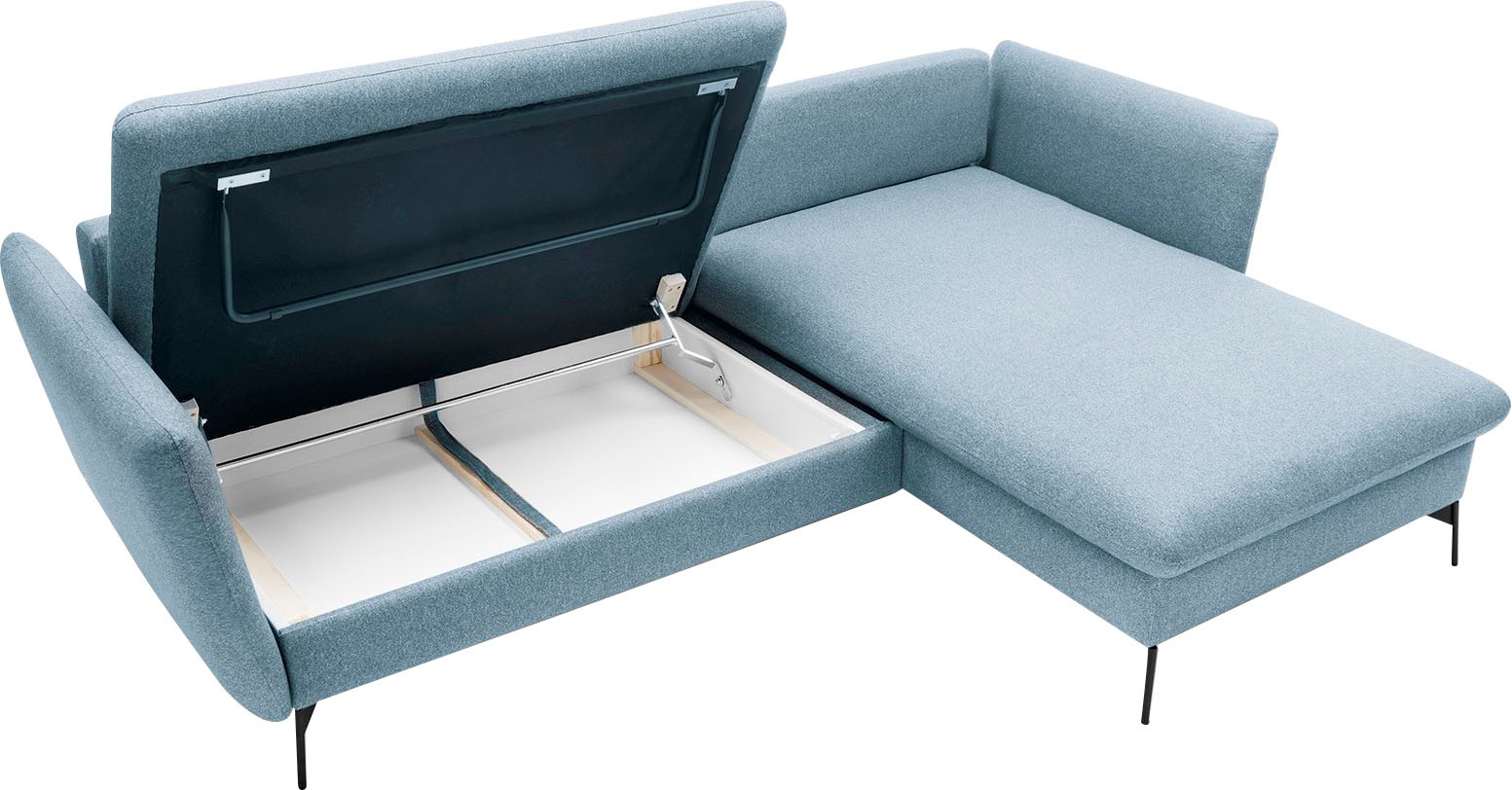 andas Ecksofa »LIVORNO,258 cm, L-Form,«, Schlaffunktion u. Bettkasten (139/224cm), Samt, Struktur, Webstoff