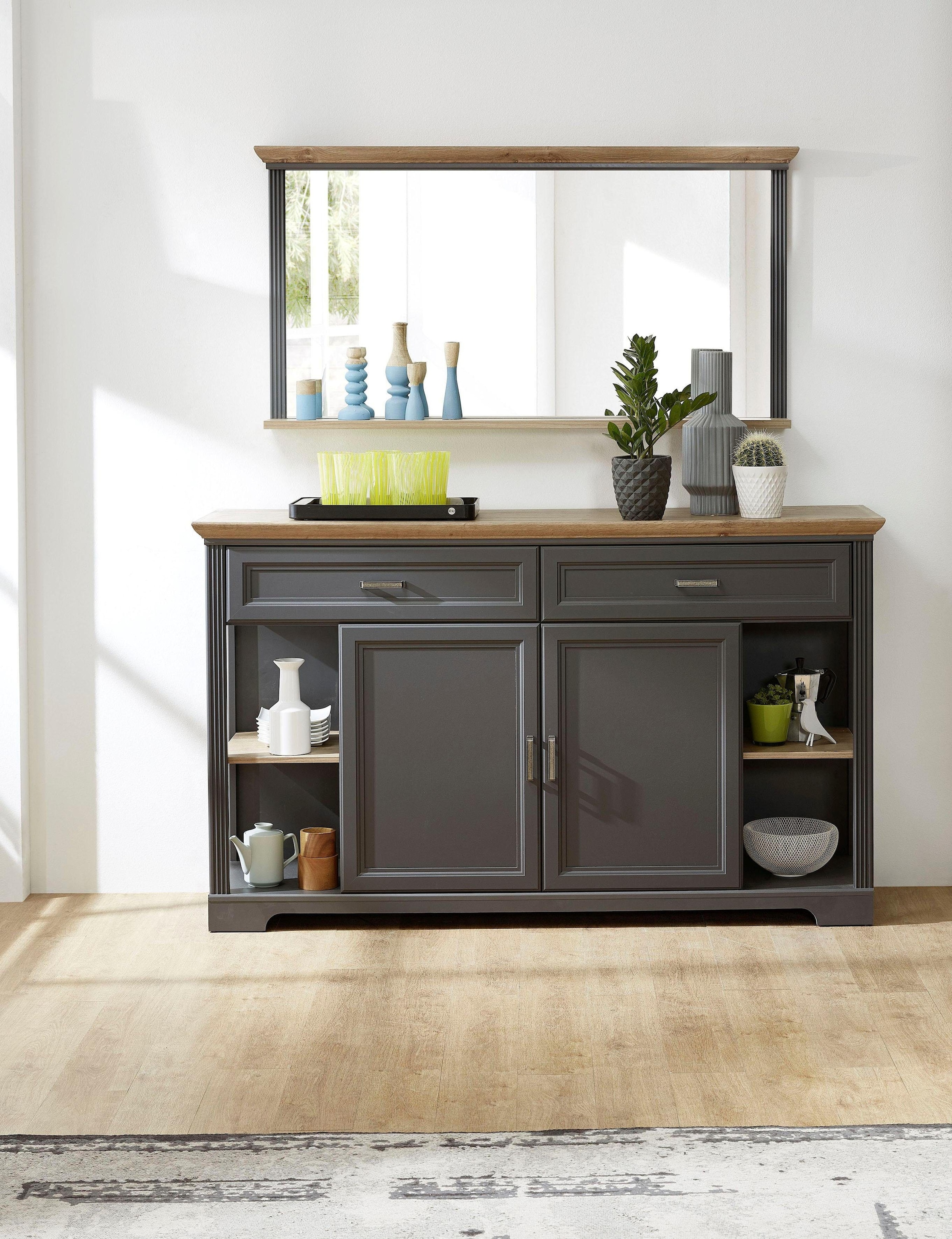 Innostyle Sideboard »Jasmin«, Breite 171 cm, 2 Holztüren, 2 Schubkästen, 4  offene Fächere | BAUR