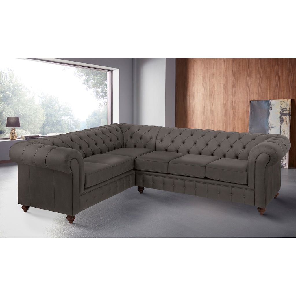 Home affaire Chesterfield-Sofa »Chesterfield Ecksofa, auch in Leder«