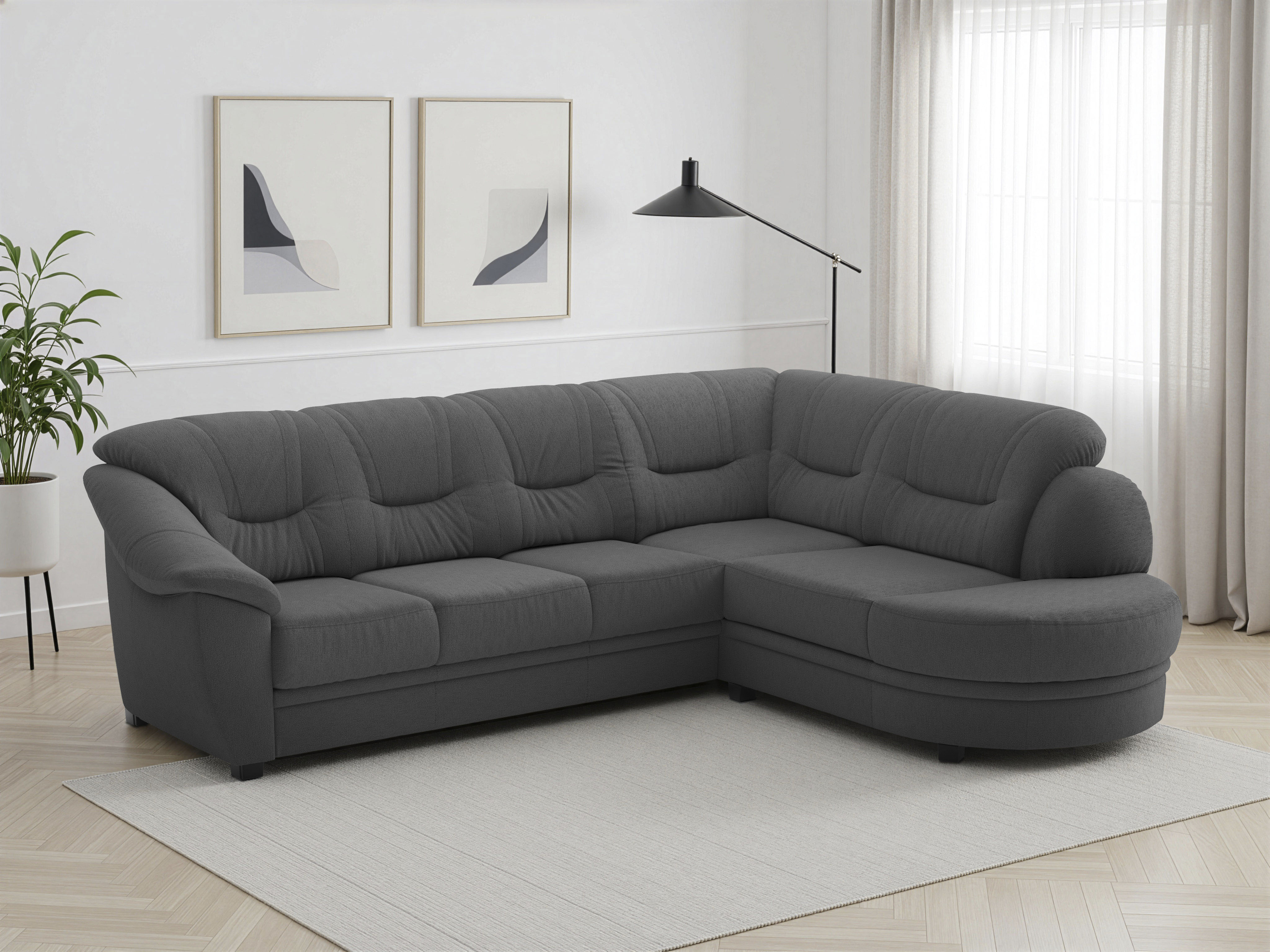 sit&more Ecksofa "Savona L-Form, B: 267 cm, Couch mit Federkern, Komfortsitzhöhe 46 cm" optional mit Schlaffunktion