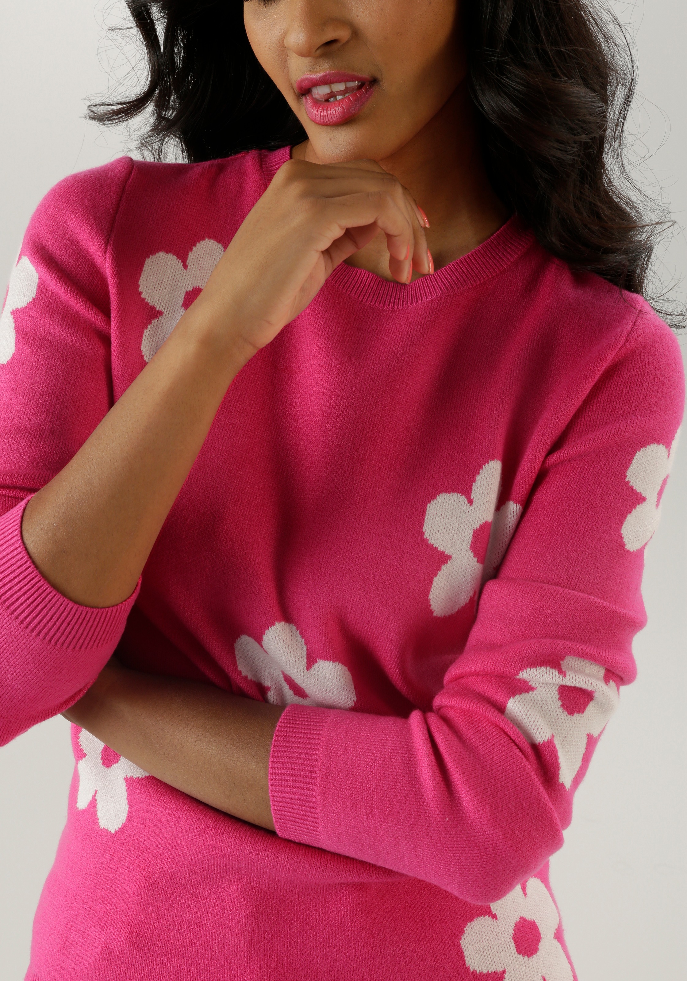 Thumbnail - Aniston SELECTED mit eingestricktem Blumenmuster allover - NEUE KOLLKTION