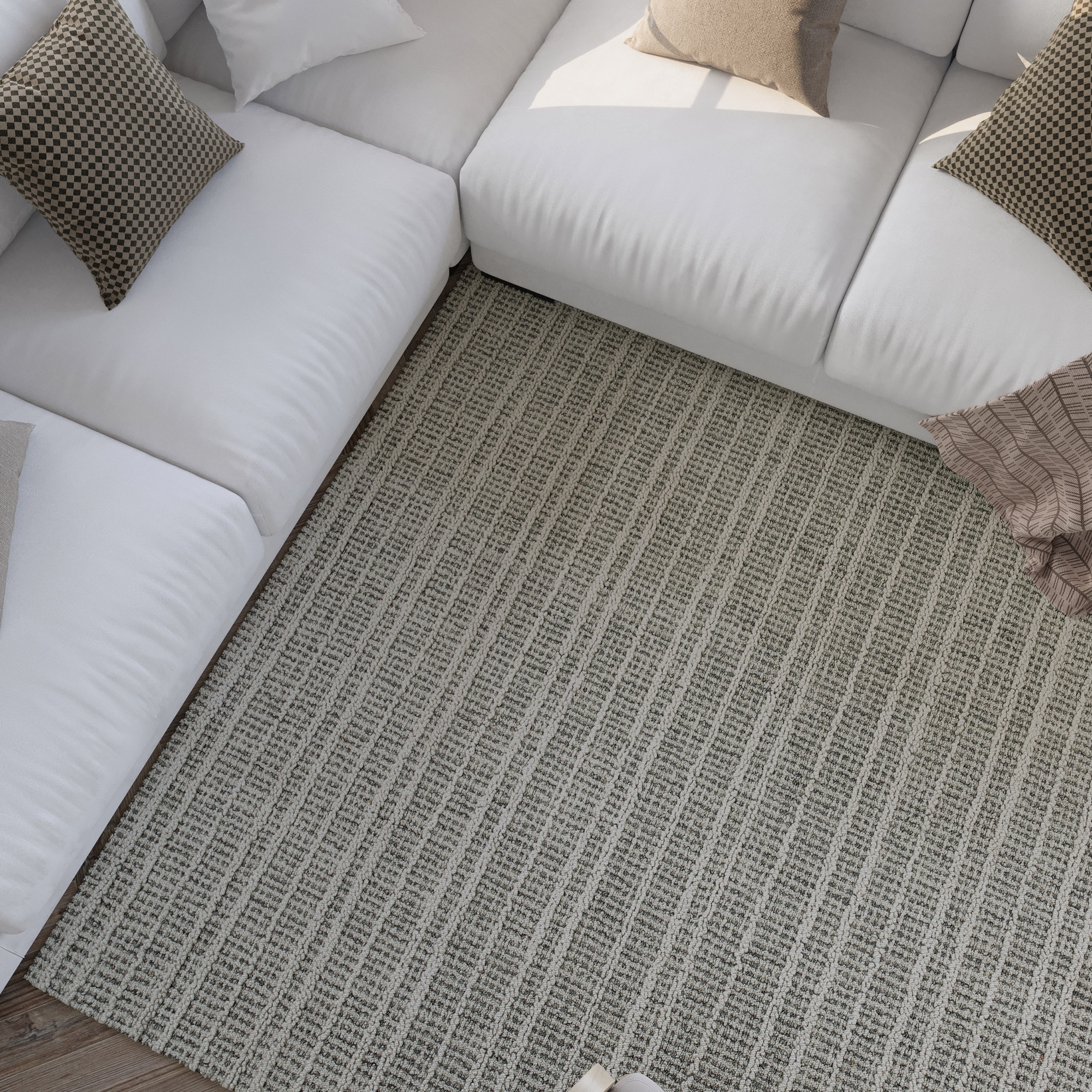 Wecon home Wollteppich »Hamptons FORTYFIVE«, rechteckig, 15 mm Höhe, Läufer, Schurwolle, Kurzflor, Wohn- & Schlafzimmer, elegant, Streifen