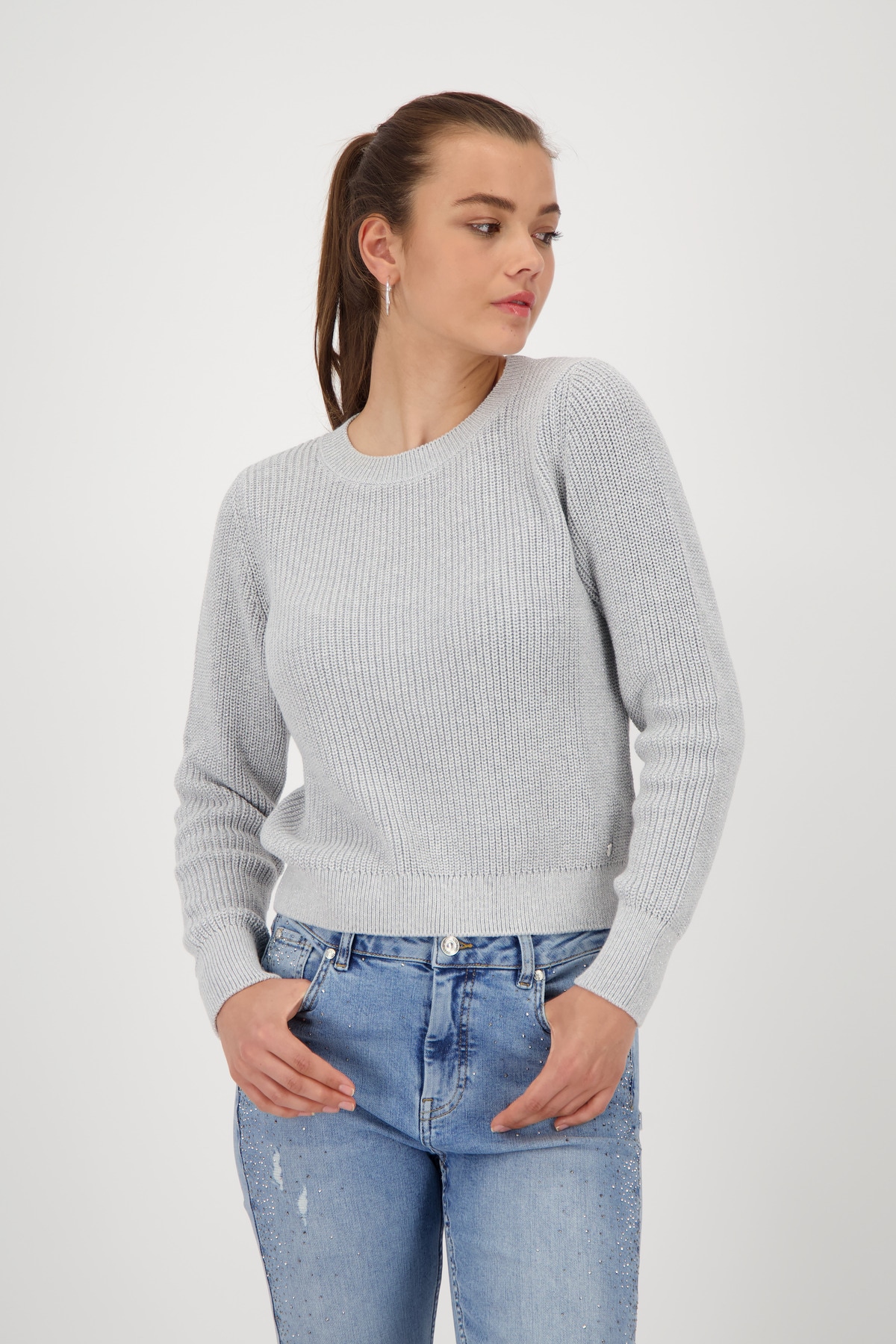 Monari Strickpullover "Pullover Basic Lurex", Mit Rundhalsausschnitt günstig online kaufen