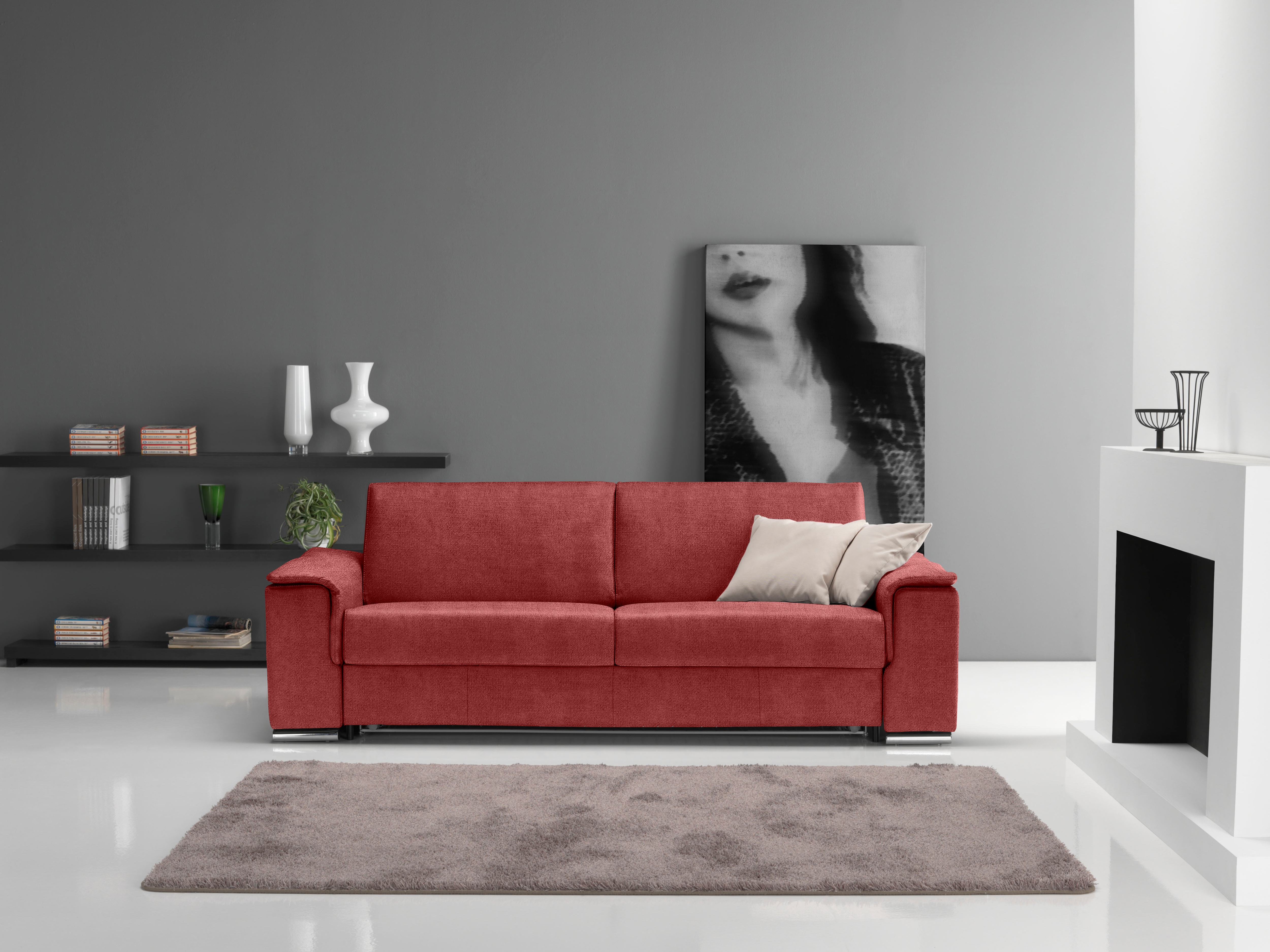 Egoitaliano 2,5-Sitzer "Cecilia, modern & elegant, erstklassiger Sitzkomfort, Breite 234cm" mit verchromten Metallfüßen