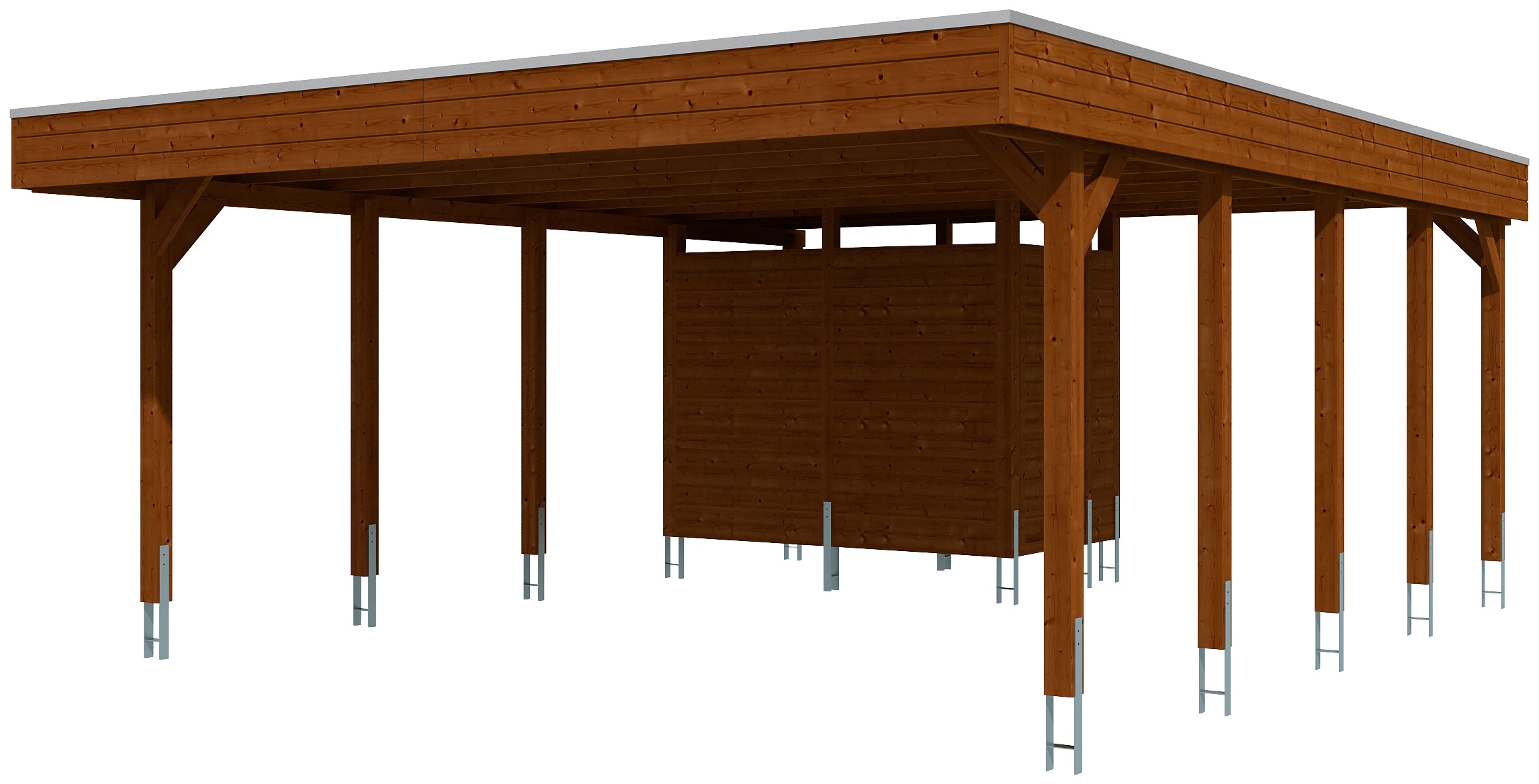 Skanholz Doppelcarport "Friesland 4" Massivholz 514 cm braun mit Geräteraum
