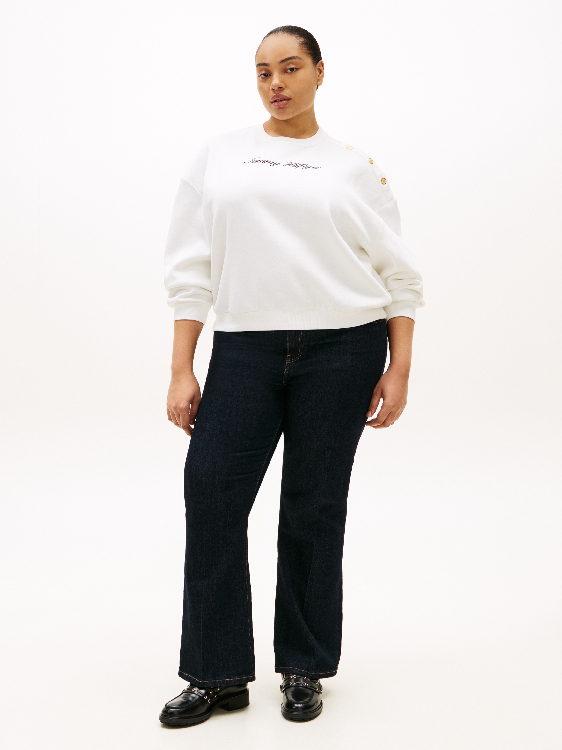 Tommy Hilfiger Curve Sweatshirt »CRV GOLD BTN SCRIPT FLEECE SWRT«
