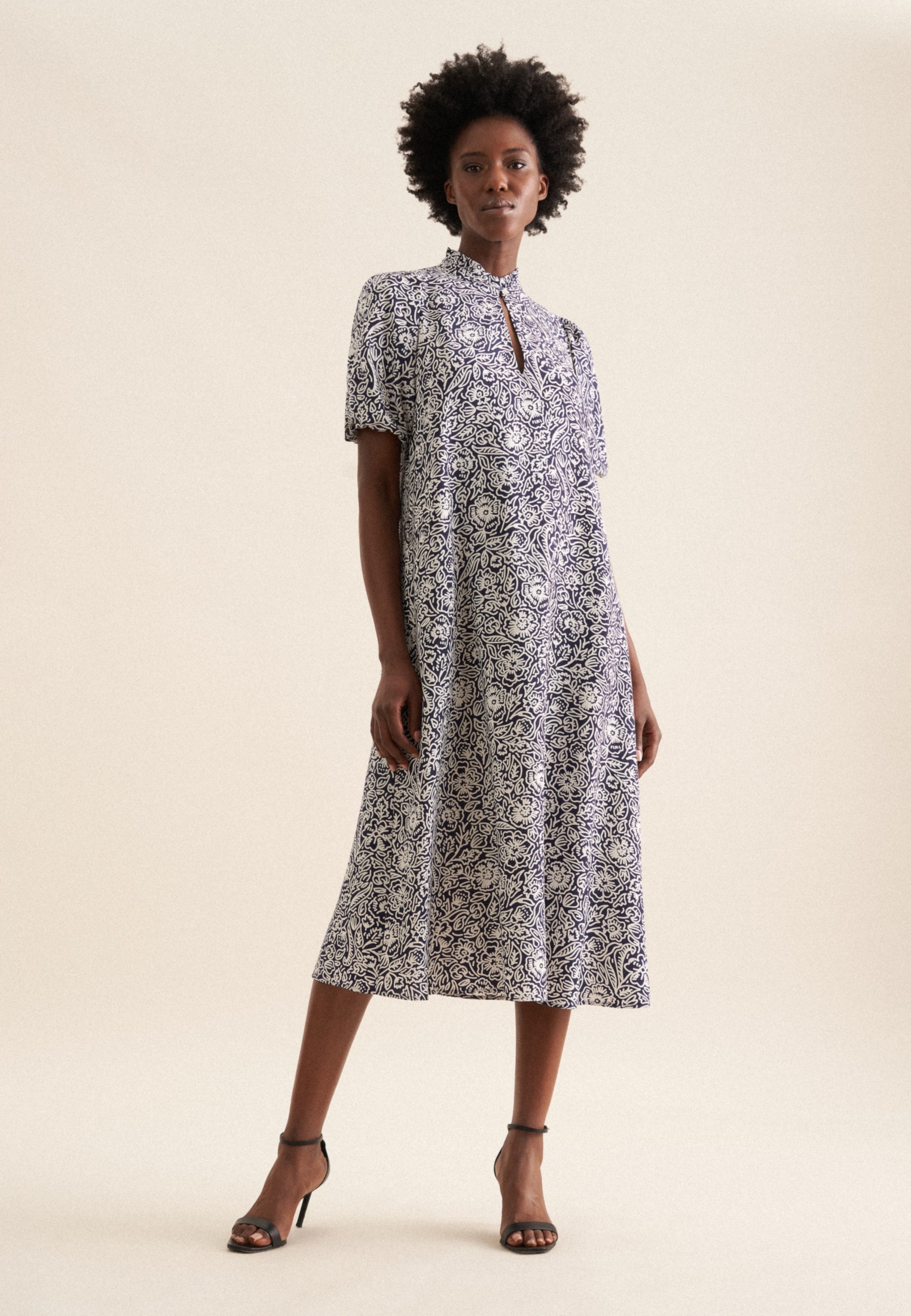 seidensticker Sommerkleid "Schwarze Rose" 1/2 Rundhals Floral günstig online kaufen