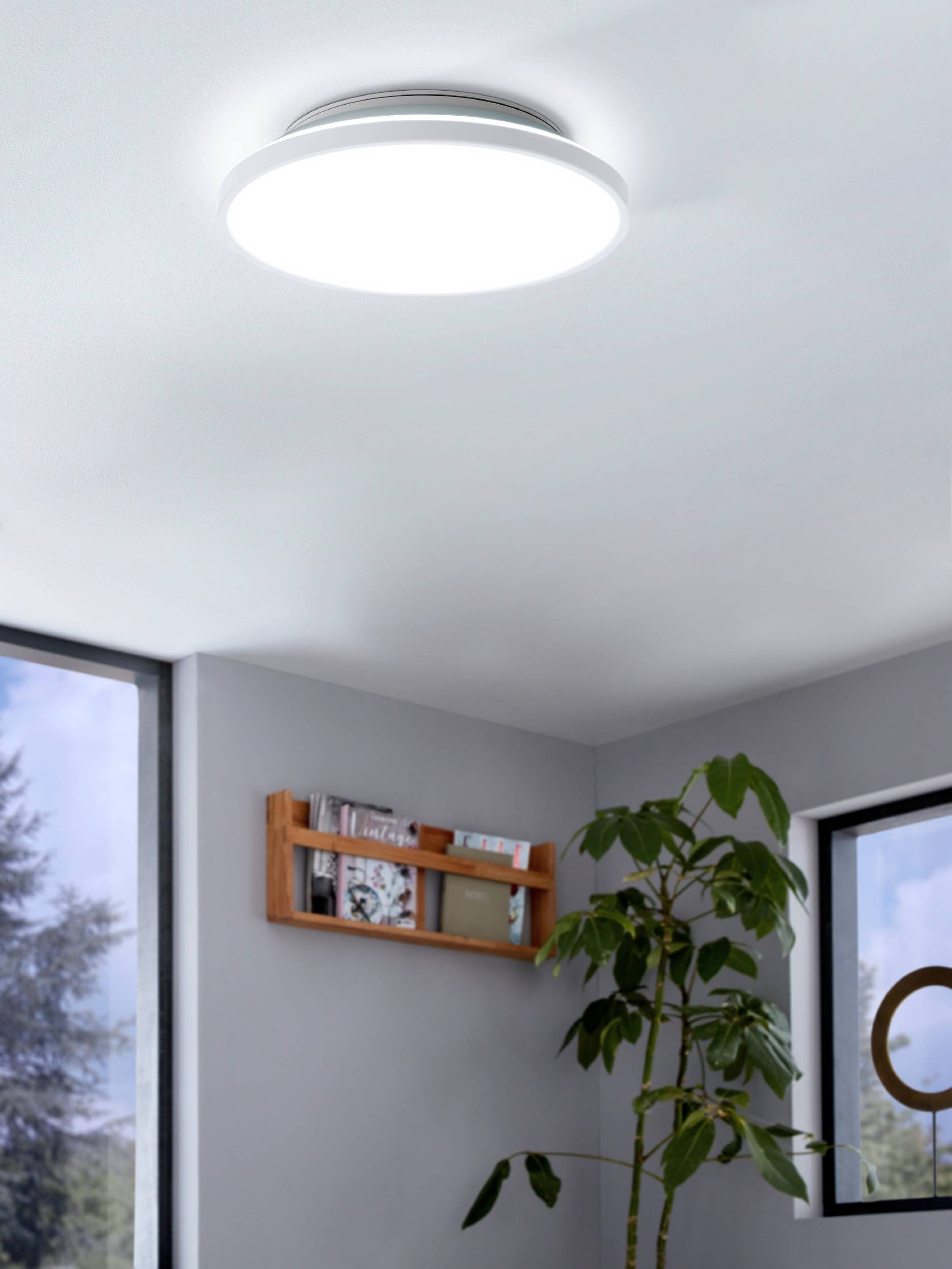 EGLO Aufbauleuchte »Crespillo Aufbaulampe, Deckenlampe aus Stahl und Kunststoff, Lampe« LED-Modul 1 Stk. Neutralweiß Aufbauleuchte, Deckenlampe in Weiß, LED Aufbaulampe, Ø 31,5 cm
