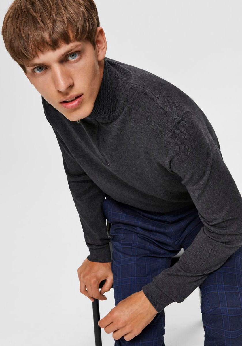 Thumbnail - SELECTED Troyer "SLHBERG HALF ZIP CARDIGAN NOOS" Baumwolle, regular fit