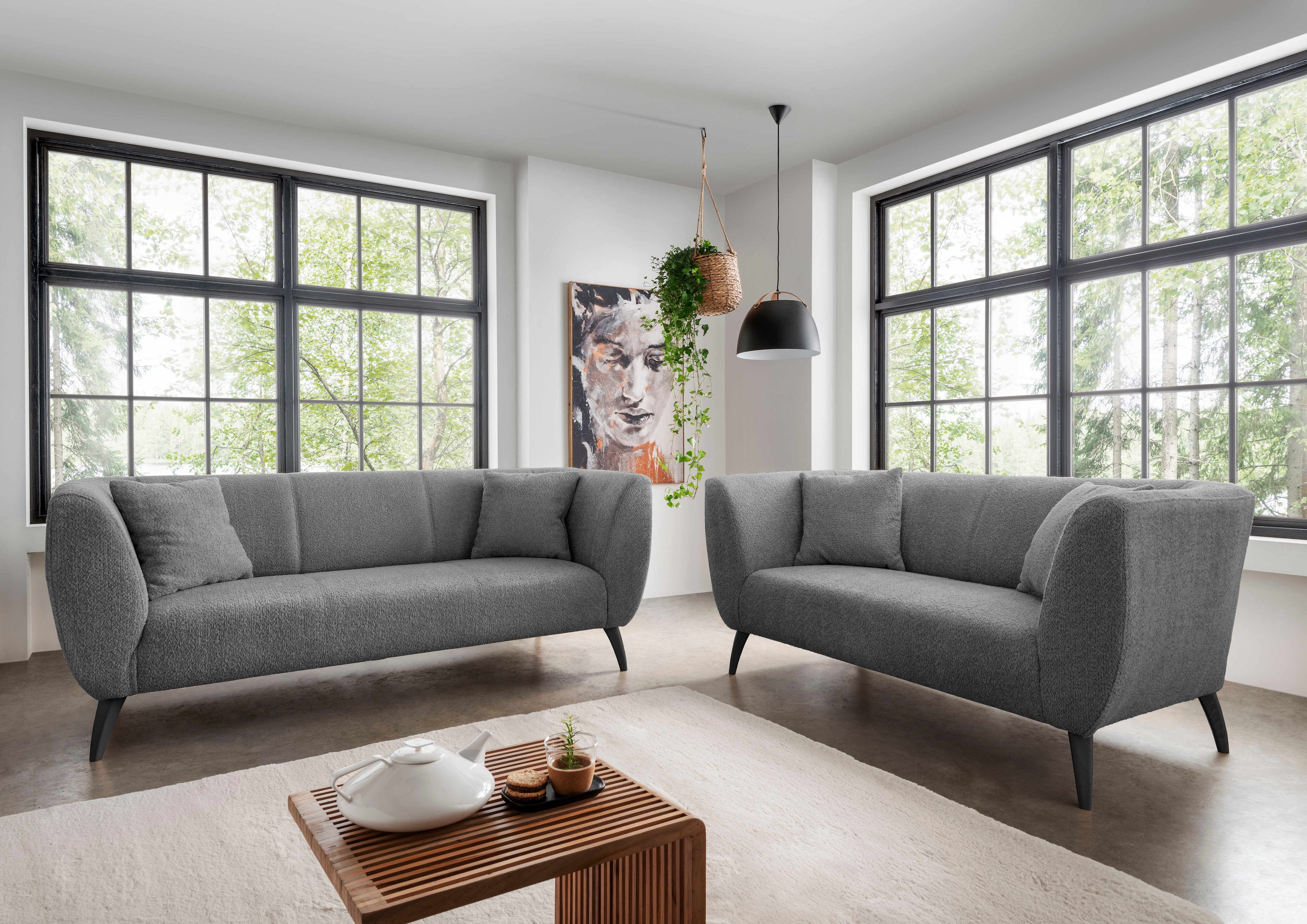 Home affaire Polstergarnitur "Colori modern und bequem, schmale Armlehnen, tolle Detailverarbeitung" Set, 3-Sitzer und 2-Sitzer, 2 Stk. tlg. auch als Loveseat erhältlich