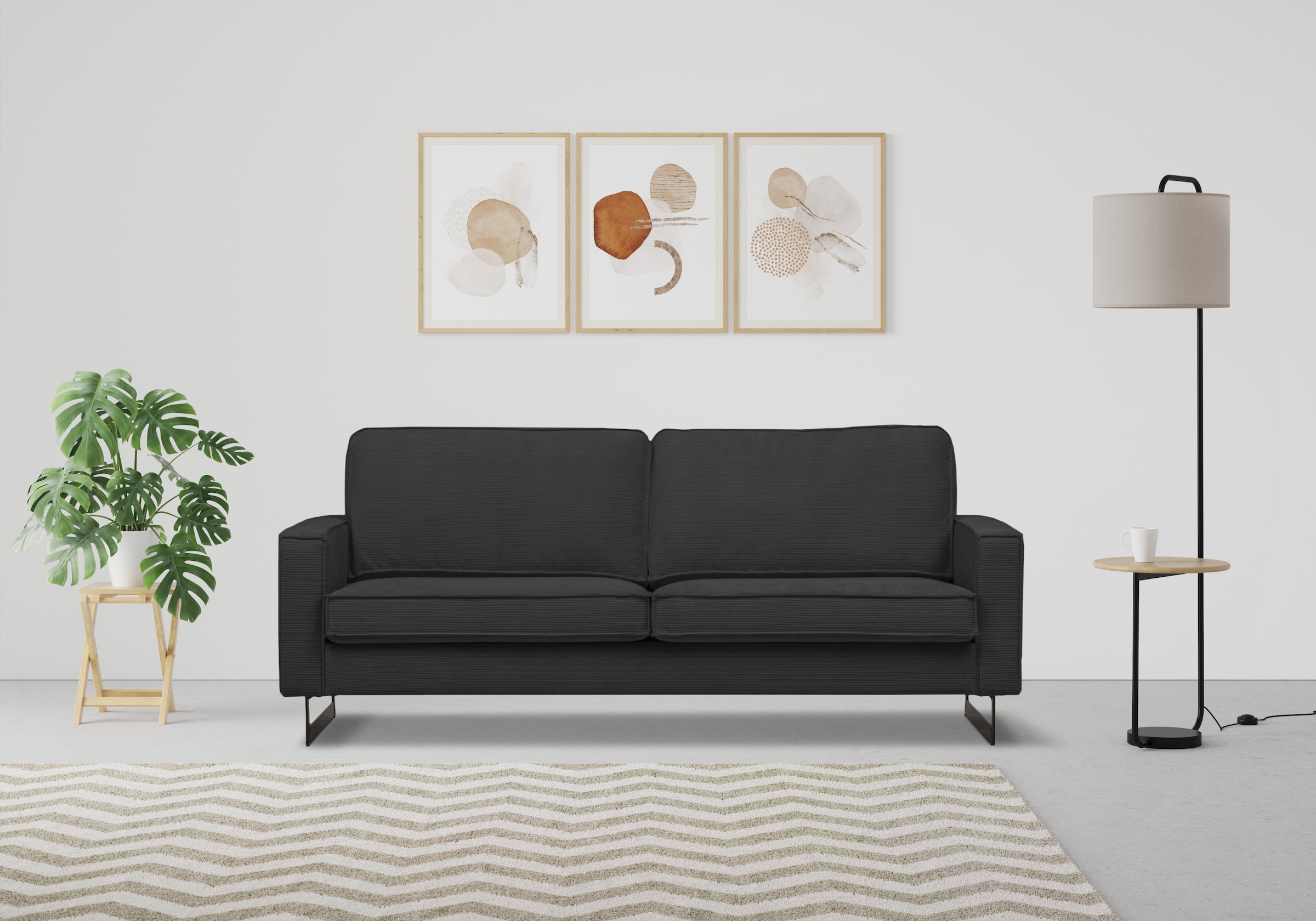 Places of Style 3-Sitzer "Pinto, 206 cm, Cord, Chenille, Lederoptik", mit K günstig online kaufen