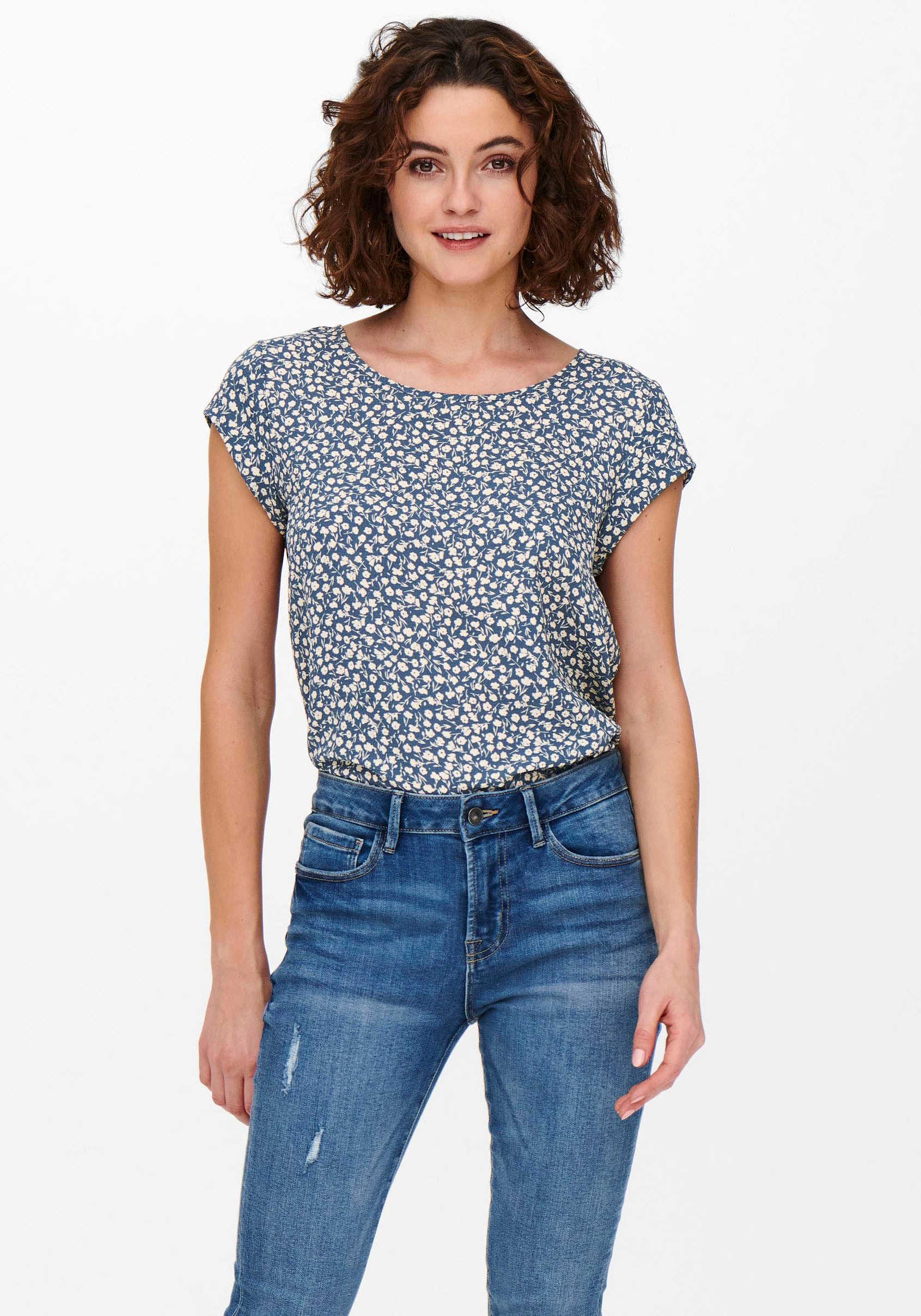 ONLY Shirtbluse "ONLVIC S/S AOP TOP NOOS PTM", mit Allover Druck