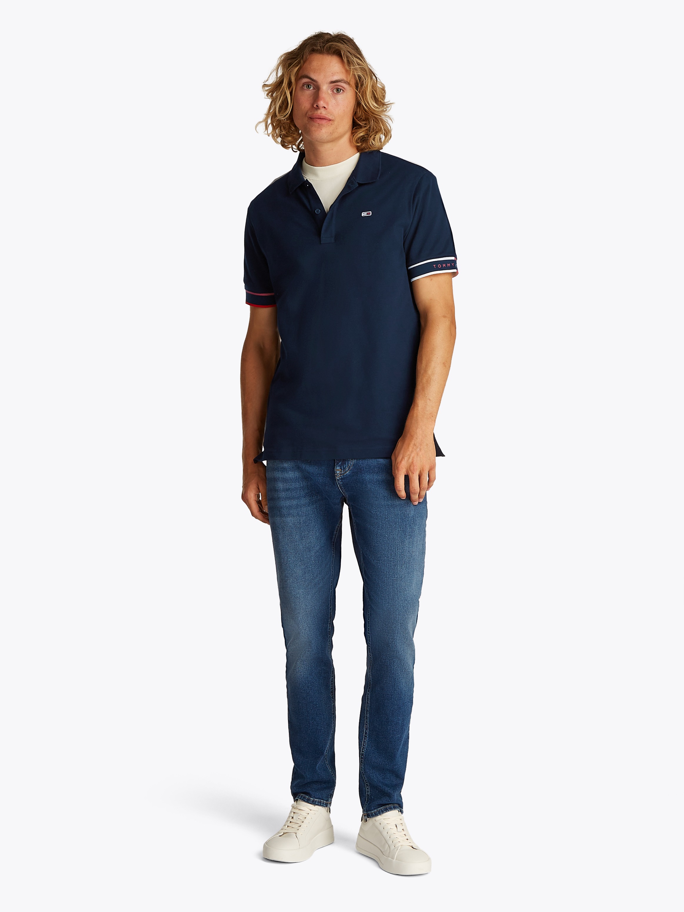 Thumbnail - Tommy Jeans Plus Poloshirt "TJM SLIM FLAG CUFF POLO EXT", Große Größen