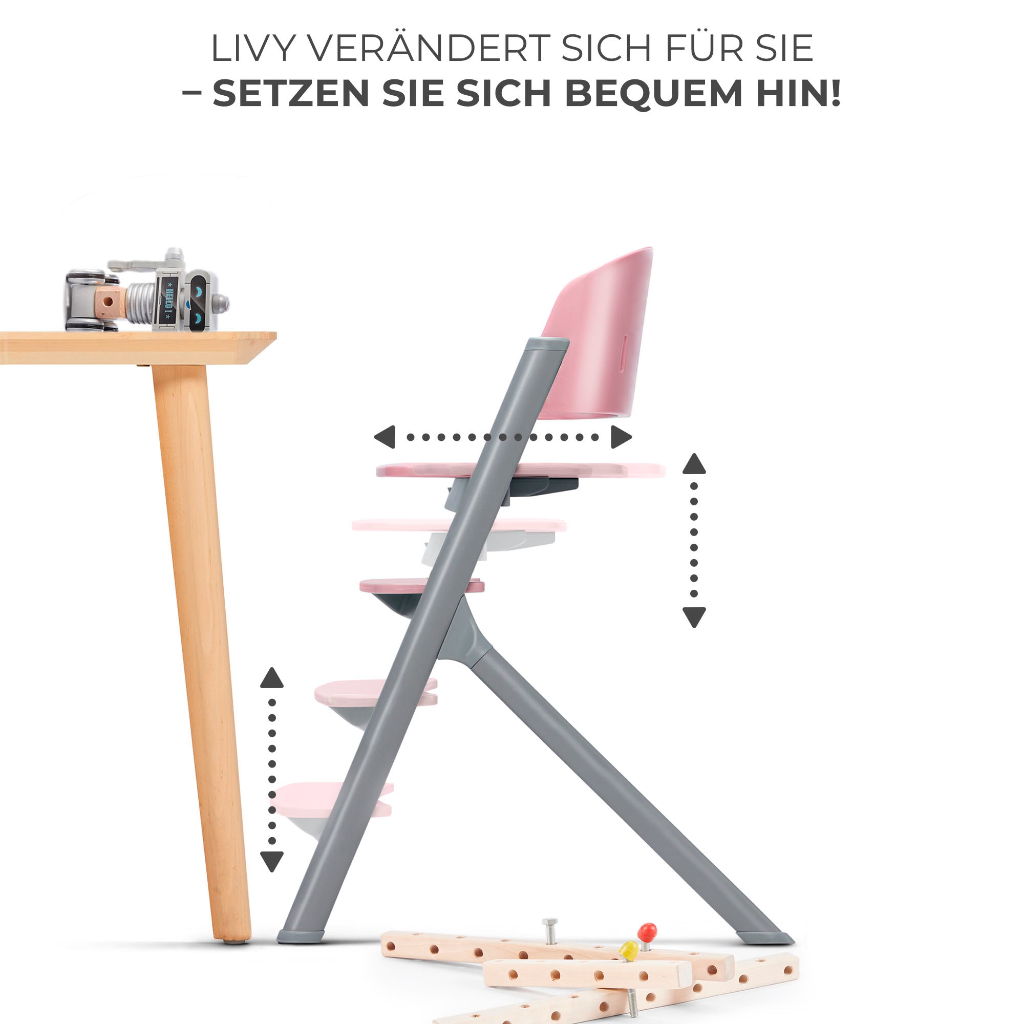 Kinderkraft Kombihochstuhl »LIVY mit CALMEE Wippe« (Set) 2 Stk.mit Wippe