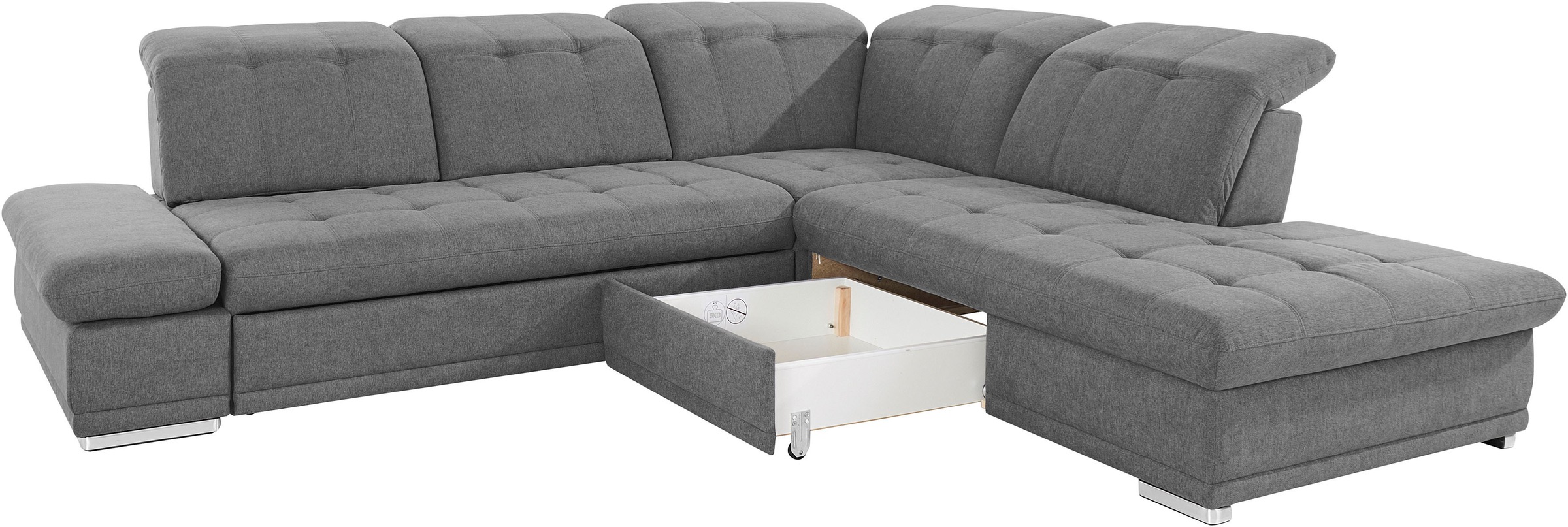 COTTA Ecksofa »Holiday L-Form mit Sitztiefen-, Armteil- und Kopfteilverstellung«, wahlweise mit Bettfunktion & Bettkasten