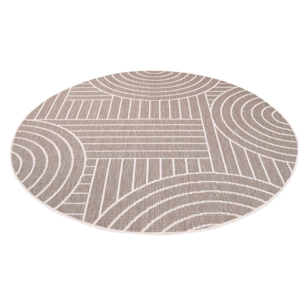 Carpet City Outdoorteppich »DUO RUG 5842«, rund, 5 mm Höhe, Wendeteppich Wetterfest In- & Outdoor, Balkon, Terrasse, Wohnzimmer