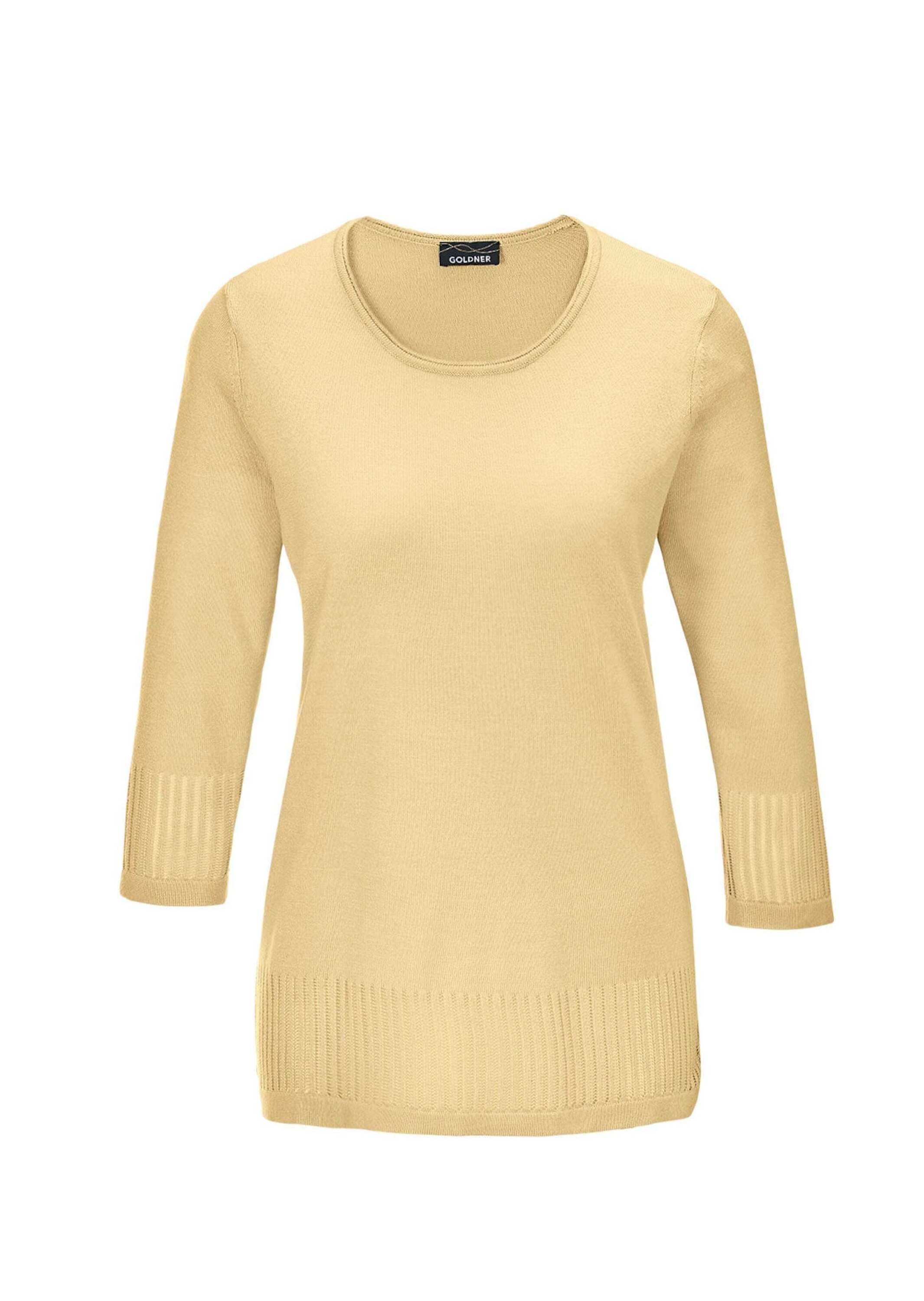 GOLDNER 3/4 Arm-Pullover "Kurzgröße Gepflegter Ajour-Pullover mit femininen günstig online kaufen