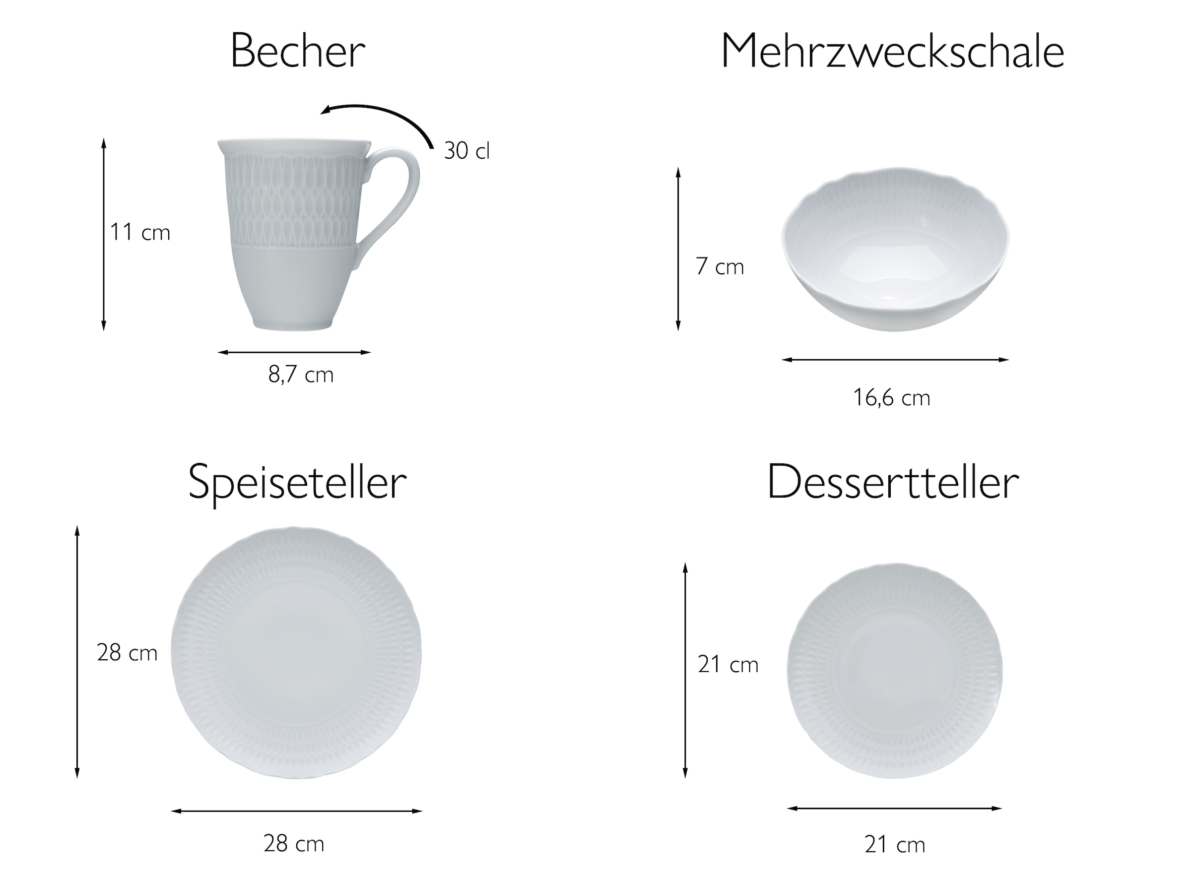CreaTable Kombiservice »Sofia, Kombi-Service 16 tlg«, (Set, 16 tlg.), Klassisch-elegantes Relief