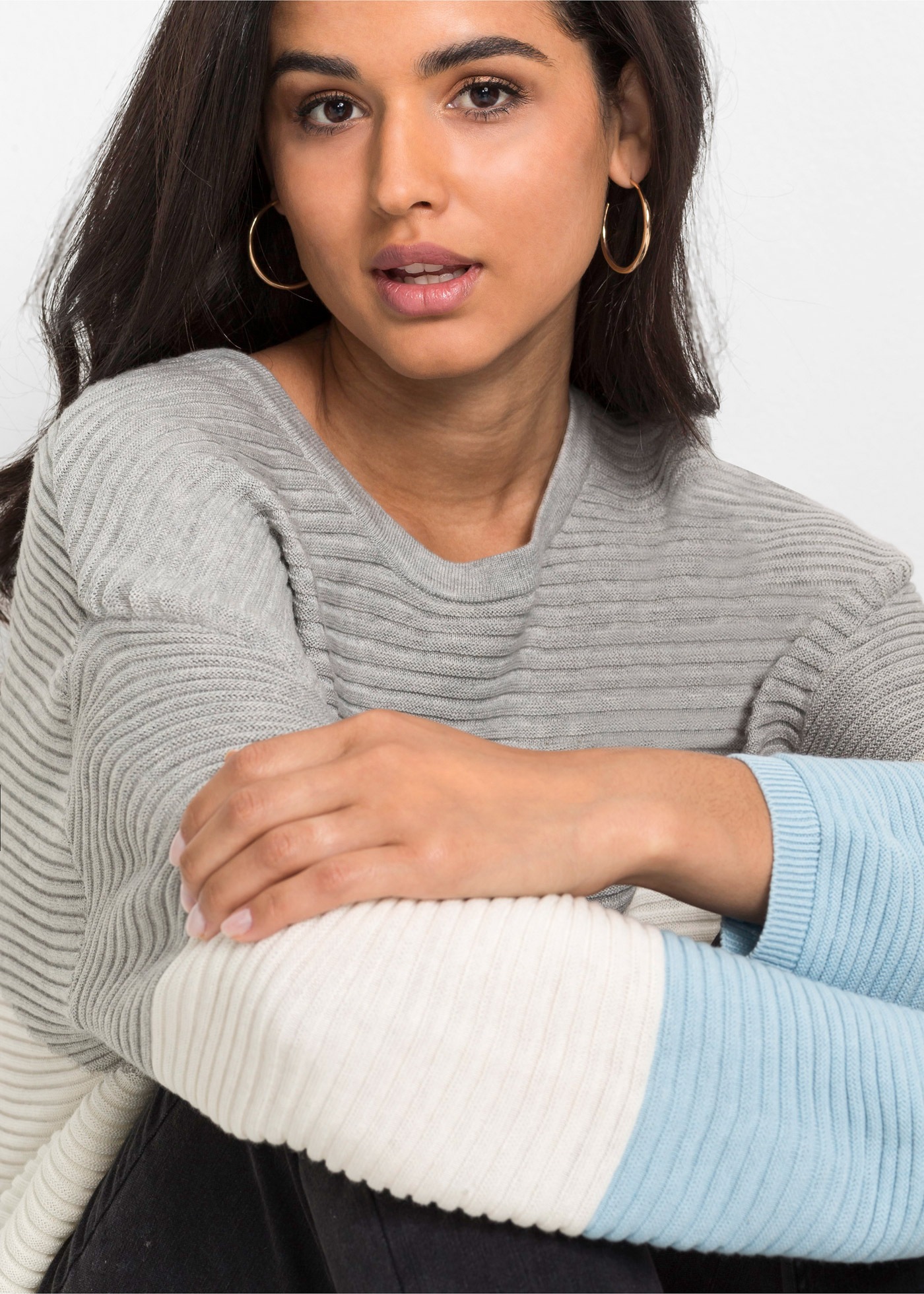 Thumbnail - bonprix Longpullover Oversize, Colorblocking, lange Form, Rundhalsauschnitt