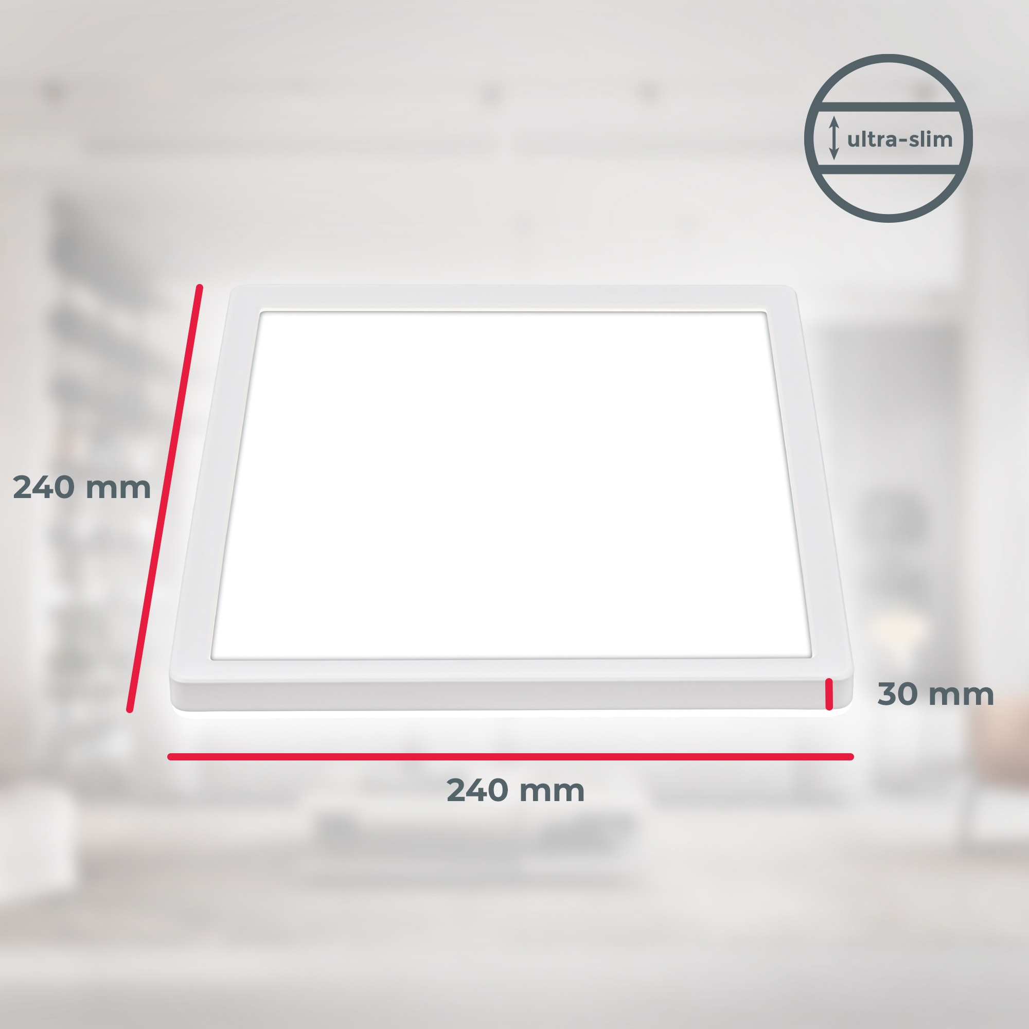 B.K.Licht LED Deckenleuchte »BKL1599 Ultraflache Deckenlampe, LED Panel mit Backlight«, 1 flammig, Leuchtmittel LED-Modul | LED fest integriert, 4.000K, 1.900 Lm, 16W, indirekte Hintergrundbeleuchtung, 24x24cm, Weiß
