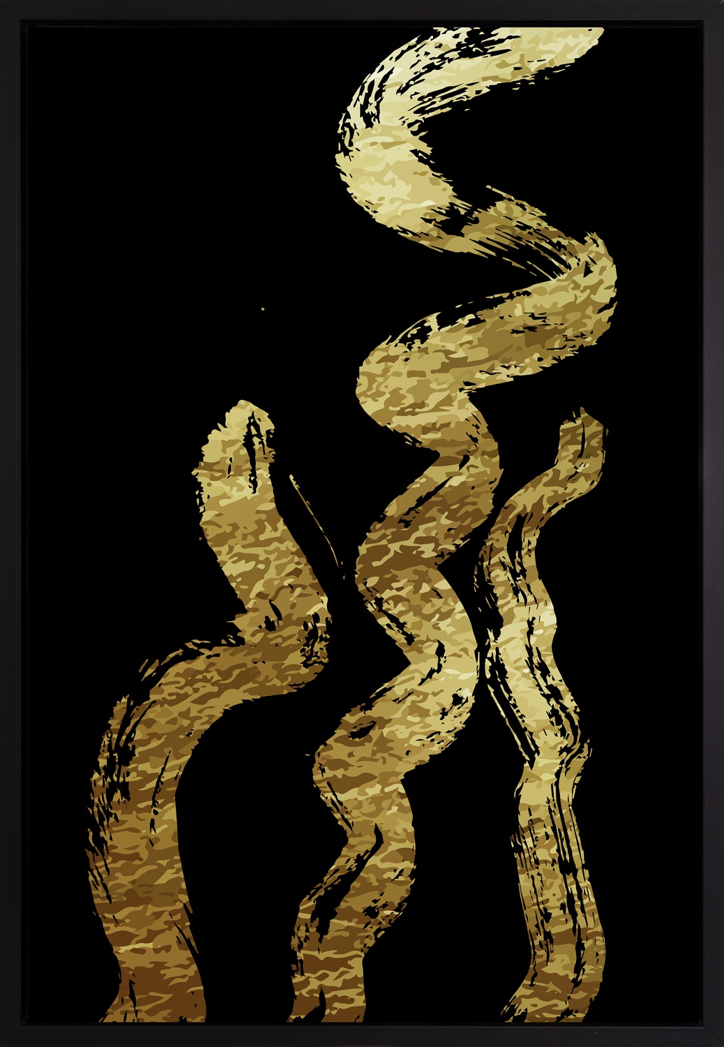 queence Leinwandbild »Black & Gold«, Abstrakt-Kunst-Modern, mit einem Schattenfugenrahmen veredelt