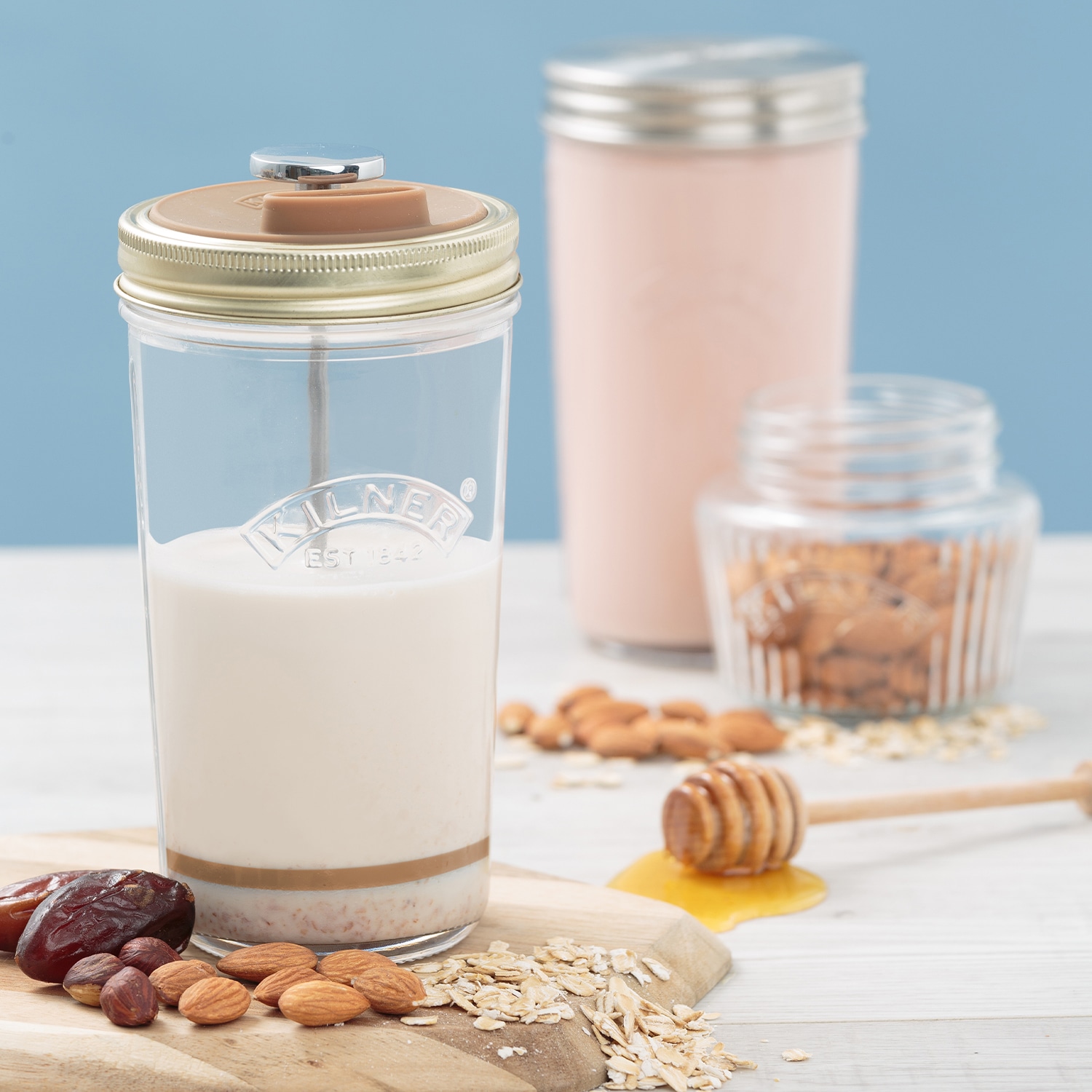 KILNER Protein Shaker, (Set, 4 tlg.), für Nussmilch, mit Spritzschutz,  Kolben und 2 Gläsern á 0,5 L bestellen | BAUR