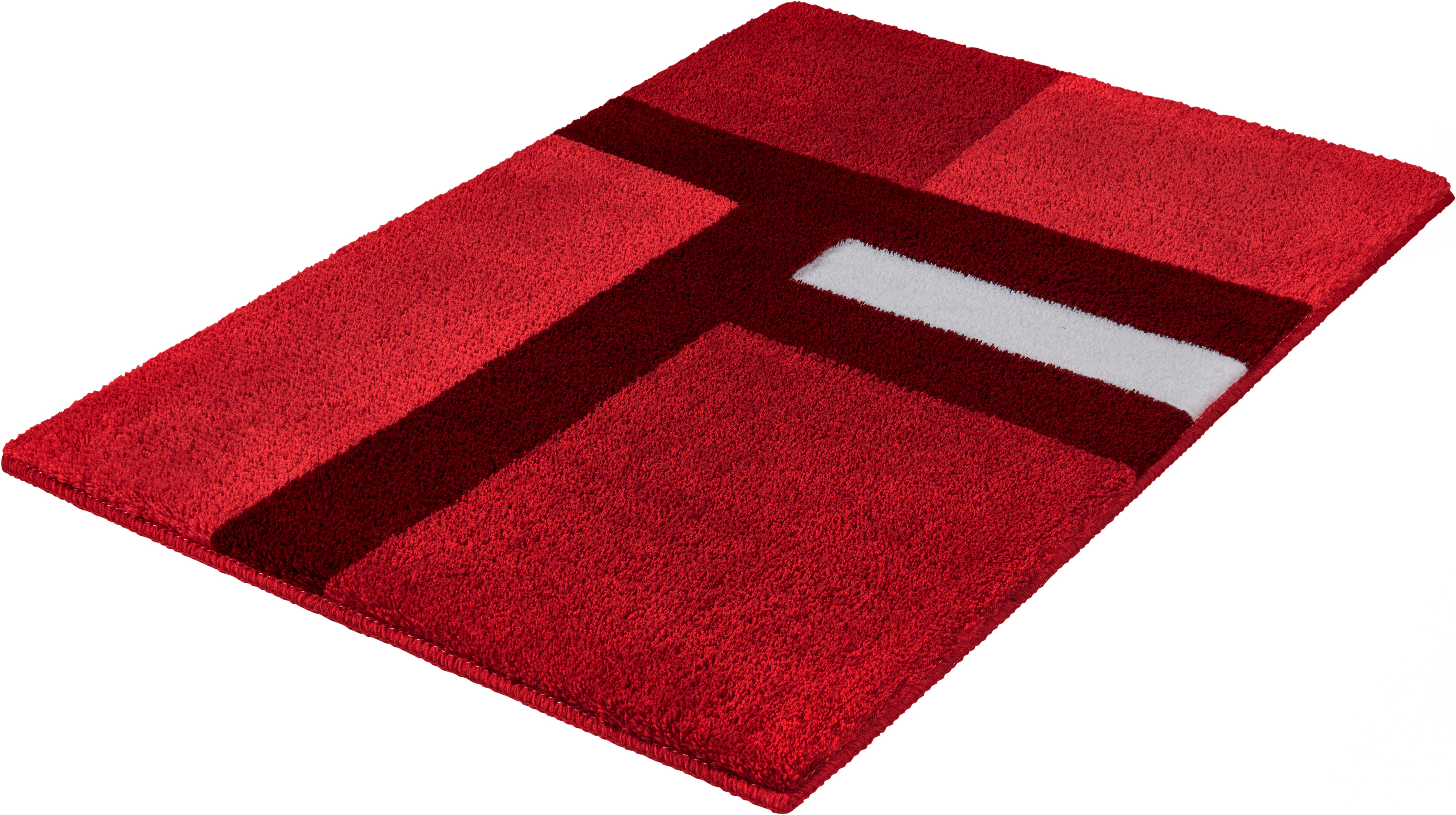Kleine Wolke Badematte ""Ariana", Badvorleger, Badezimmer Teppich" Höhe 20 mm rutschhemmend beschichtet fußbodenheizungsgeeignet Geometrisches Design mit kontrastierendem Mittelstreifen