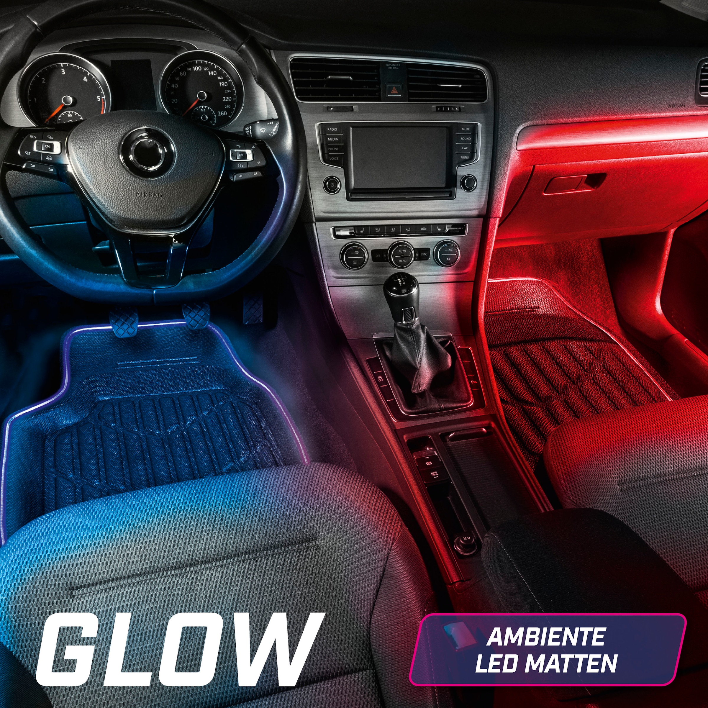 CarComfort Auto-Fußmatten »LED Glow«, (Set, 2 St.), mit